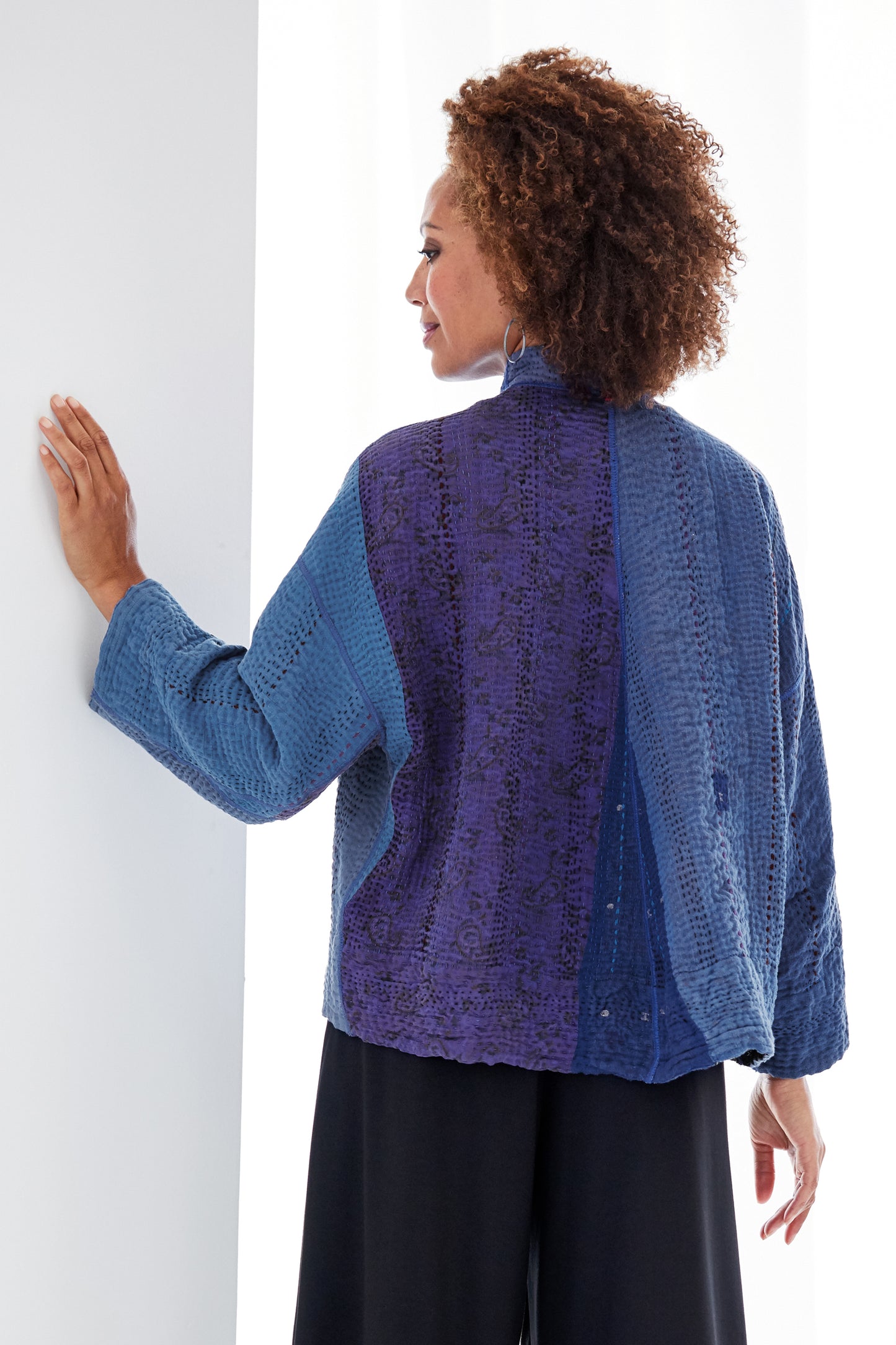 PR4970-BLU / STRIPE RALLIS KANTHA -BLU- (AVAILABLE JACKETS)