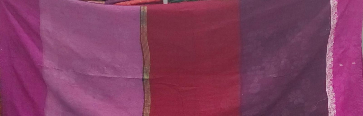 WS3970-PRP / COTTON SILK SW PATCH KANTHA -PRP- (AVAILABLE JACKETS)