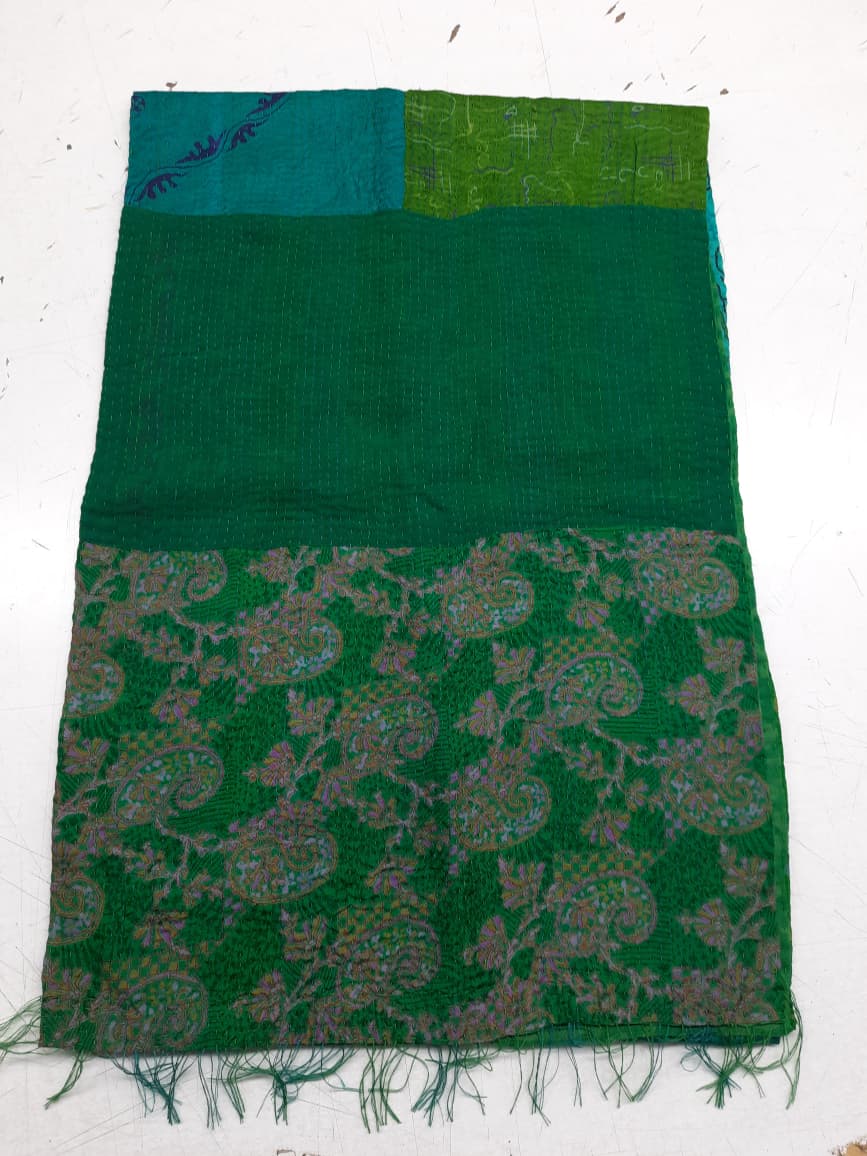 SC2800-GRN / VINTAGE SILK COTTON KANTHA (AVAILABLE JACKETS)