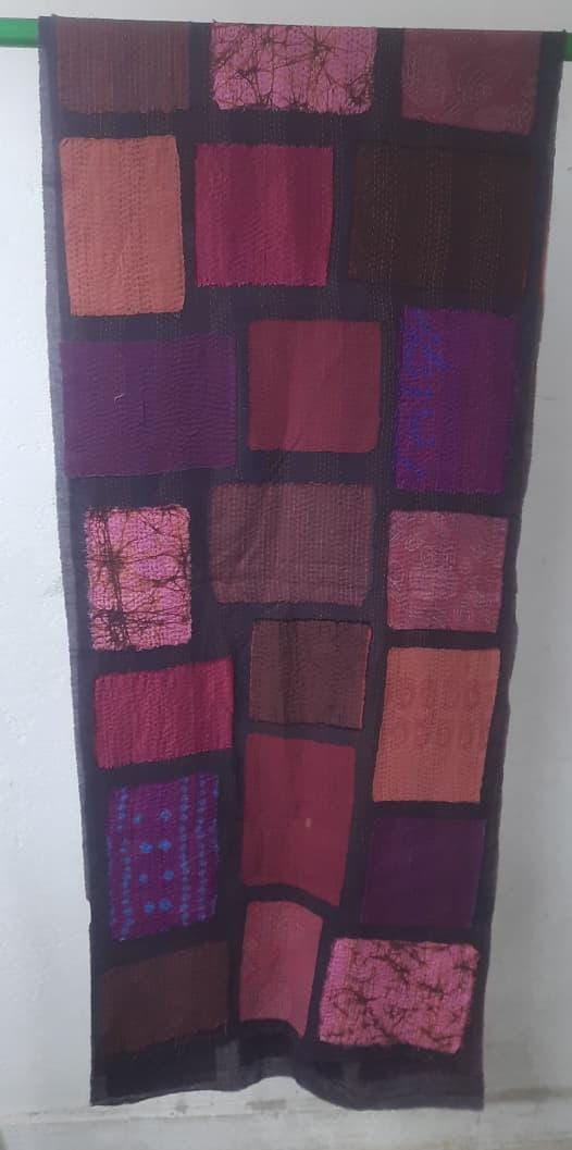 TT2801-DPK / TONAL TILE PATCH KANTHA - SCARF STANDARD (AVAILABLE STOCK)