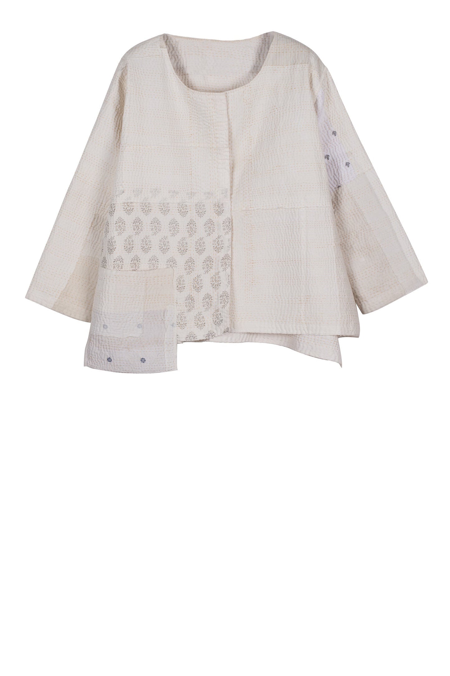 FI4970-IVY / FRAYED PATCH KANTHA -IVY (AVAILABLE JACKETS)