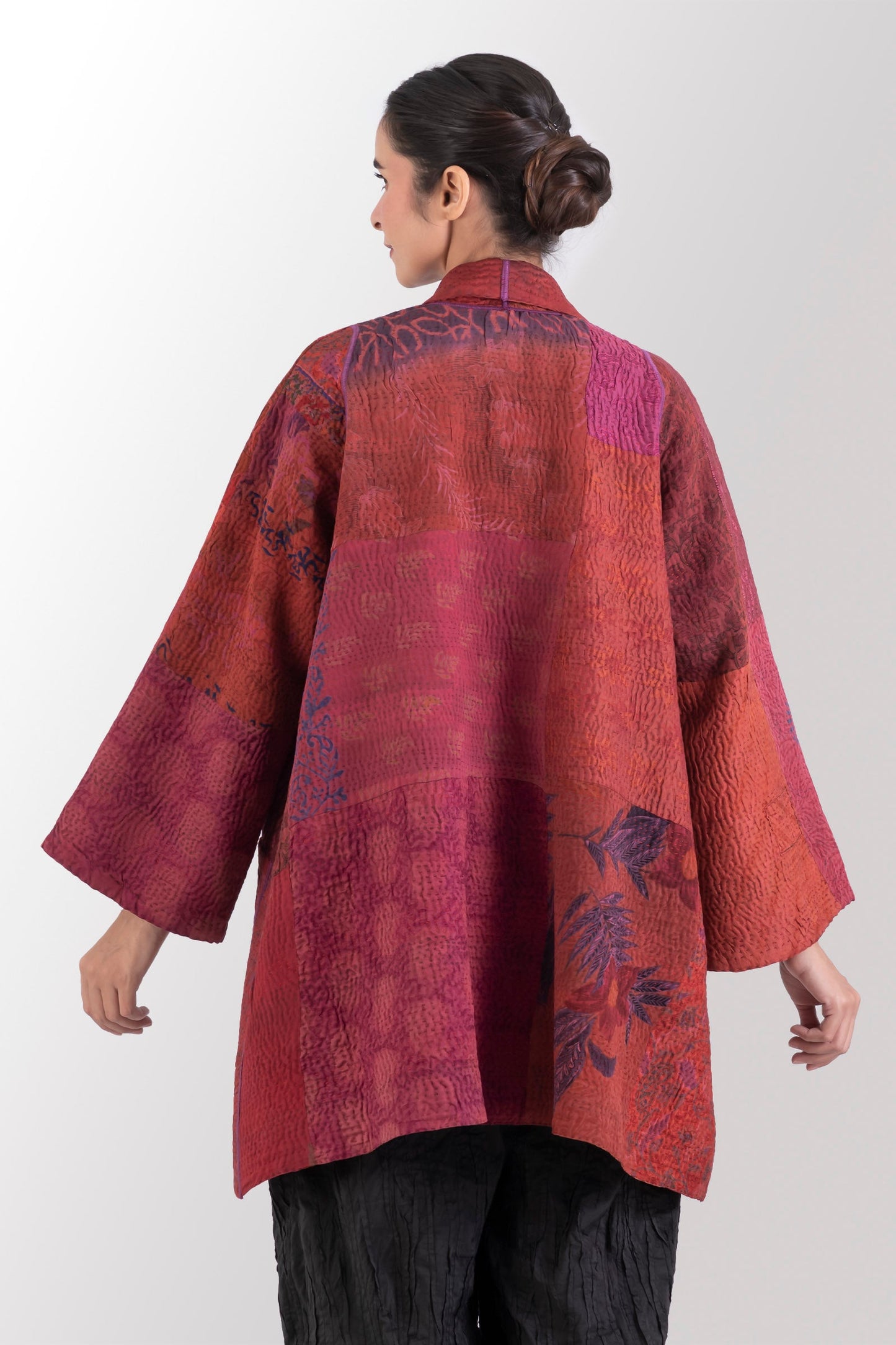 GJ4970-ORG / GEORGETTE JACQUARD VINTAGE SILK PATCH KANTHA -ORG (AVAILABLE JACKETS)