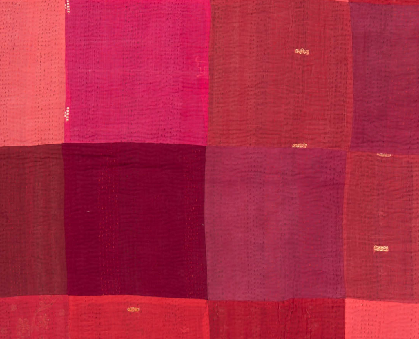SS4970-RED / STRIPE AND CHECH COTTON SILK PATCH KANTHA -RED- (AVAILABLE JACKETS) AH HOLIDAY TRUNK SHOW-2025