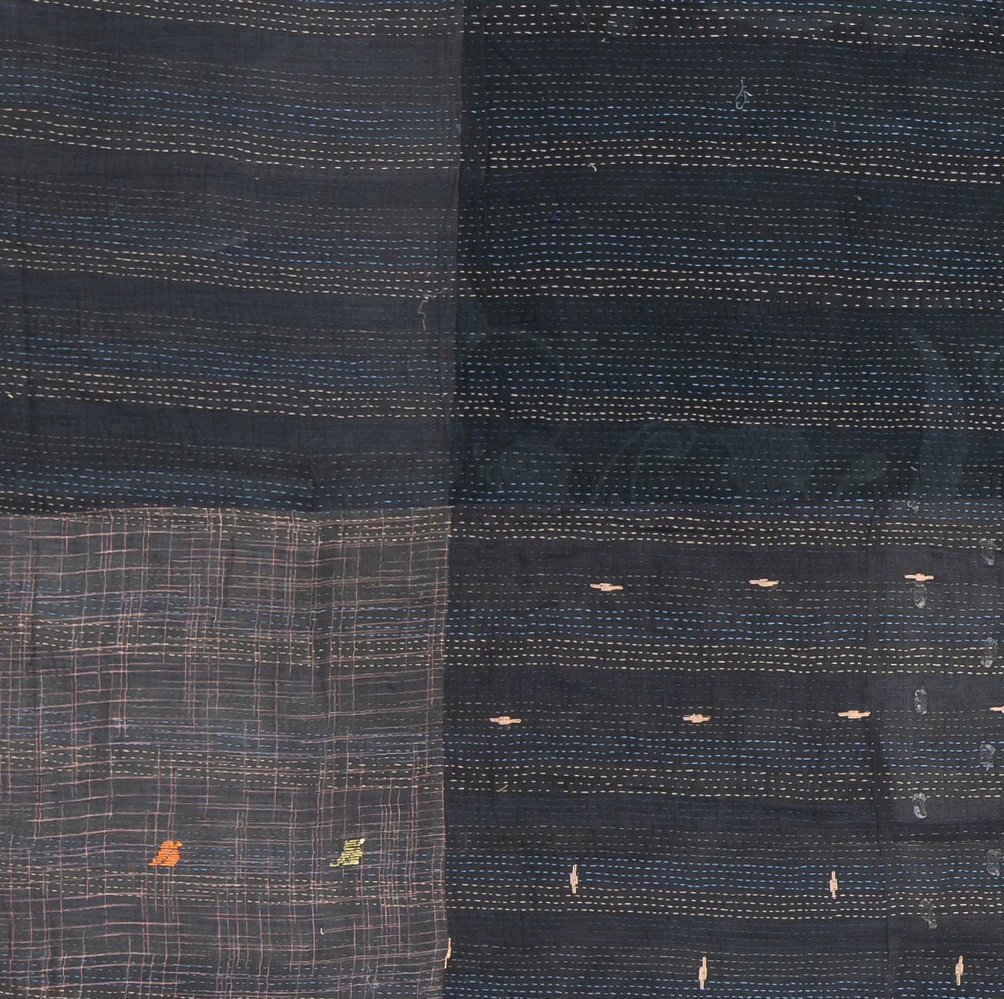 WS2970-BLK / COTTON SILK SW PATCH KANTHA -BLK- (AVAILABLE JACKETS)