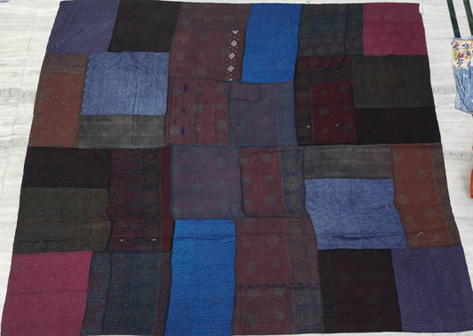 AZ4970-BRN / AJRAKH & VINTAGE SILK COTTON PATCH KANTHA (AVAILABLE JACKETS)