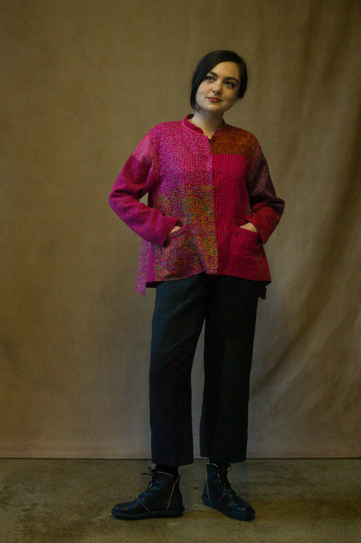 BL-BBB4970-PIK / BBB PATCH KANTHA KAFTAN (AVAILABLE JACKETS)