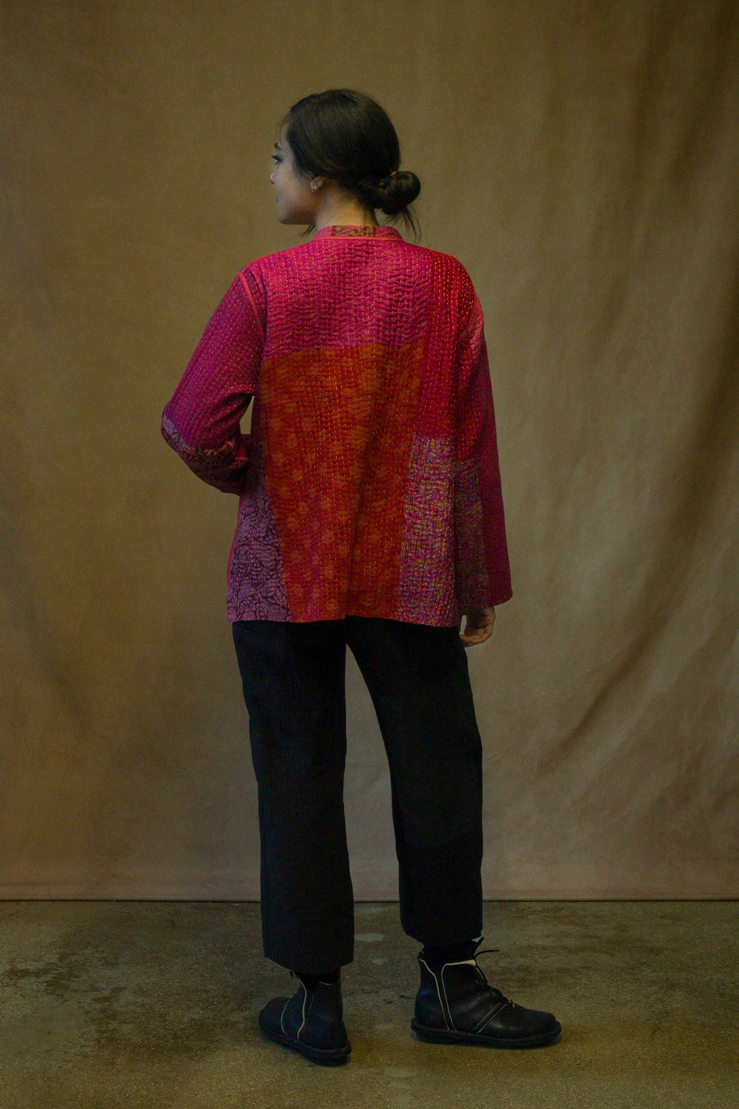 BL-BBB4970-PIK / BBB PATCH KANTHA KAFTAN (AVAILABLE JACKETS)
