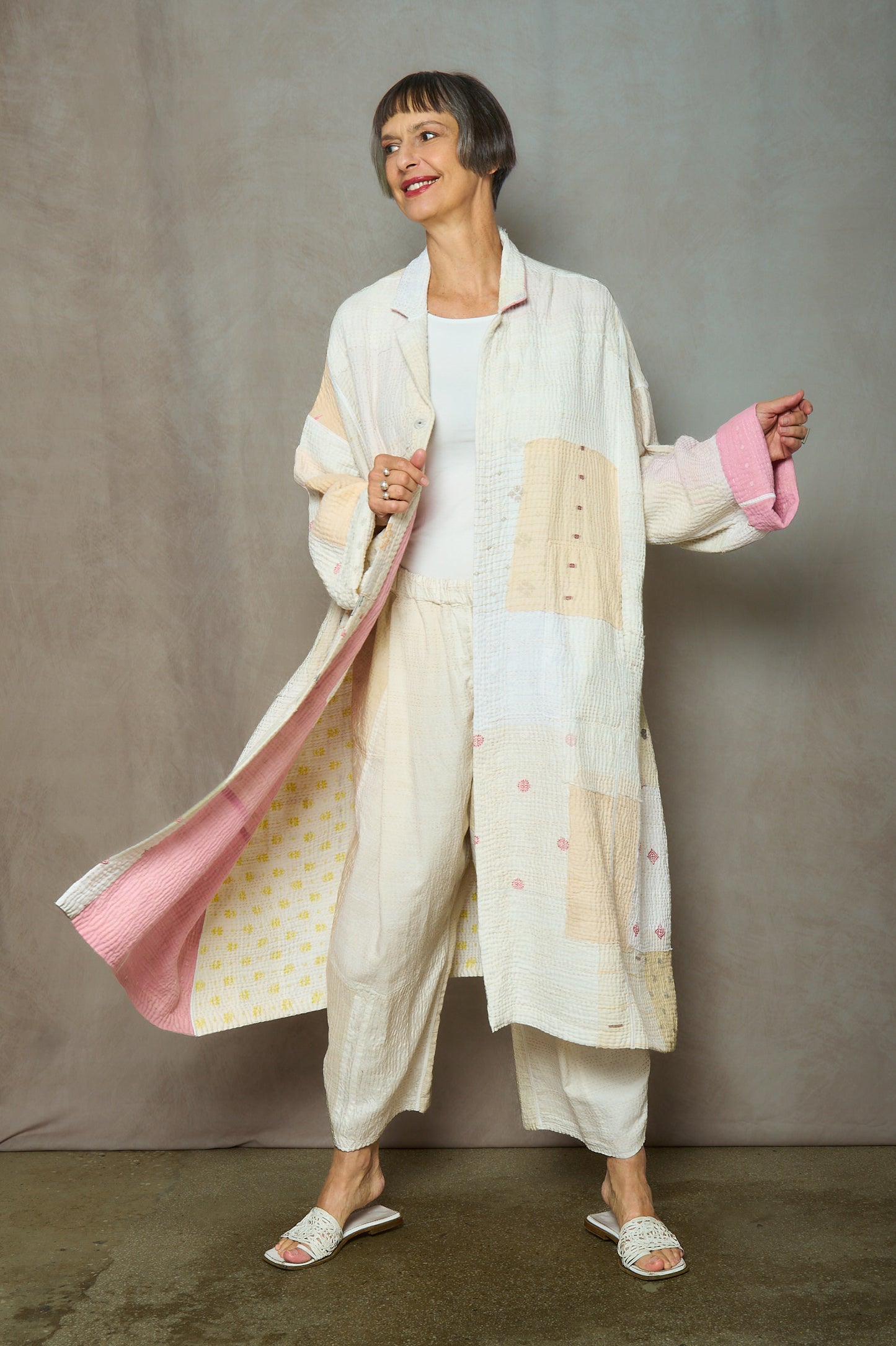 FM4970-IVY / FRAYED PATCH MIX KANTHA -IVY (AVAILABLE JACKETS)