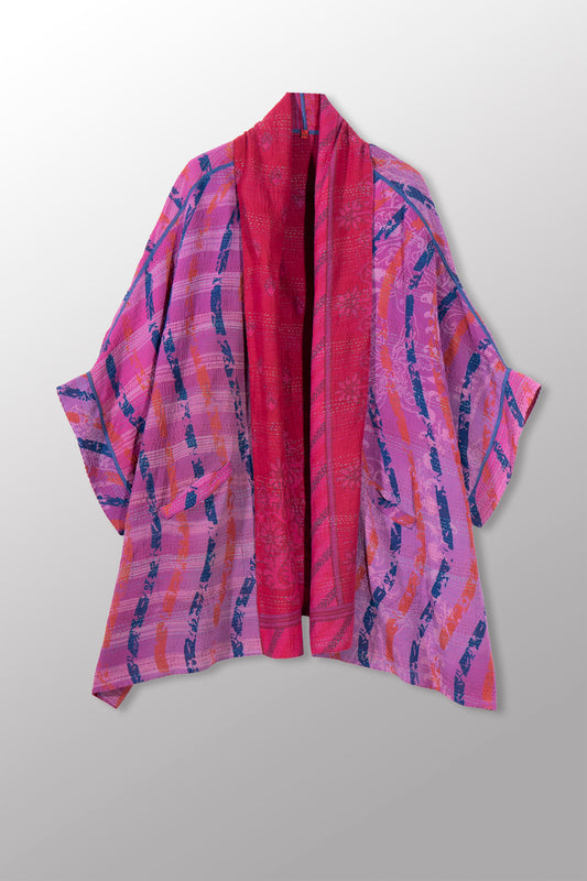 GC2970-MLT / VINTAGE SILK GEORGETTE COTTON KANTHA (AVAILABLE JACKETS)