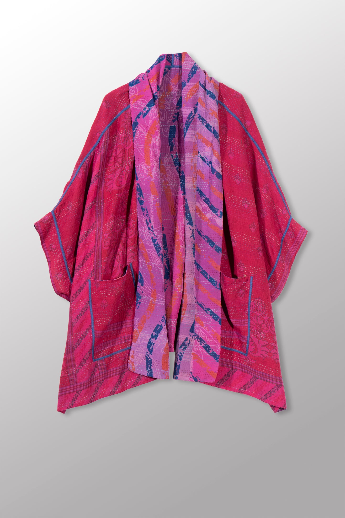 GC2970-MLT / VINTAGE SILK GEORGETTE COTTON KANTHA (In Kantha)