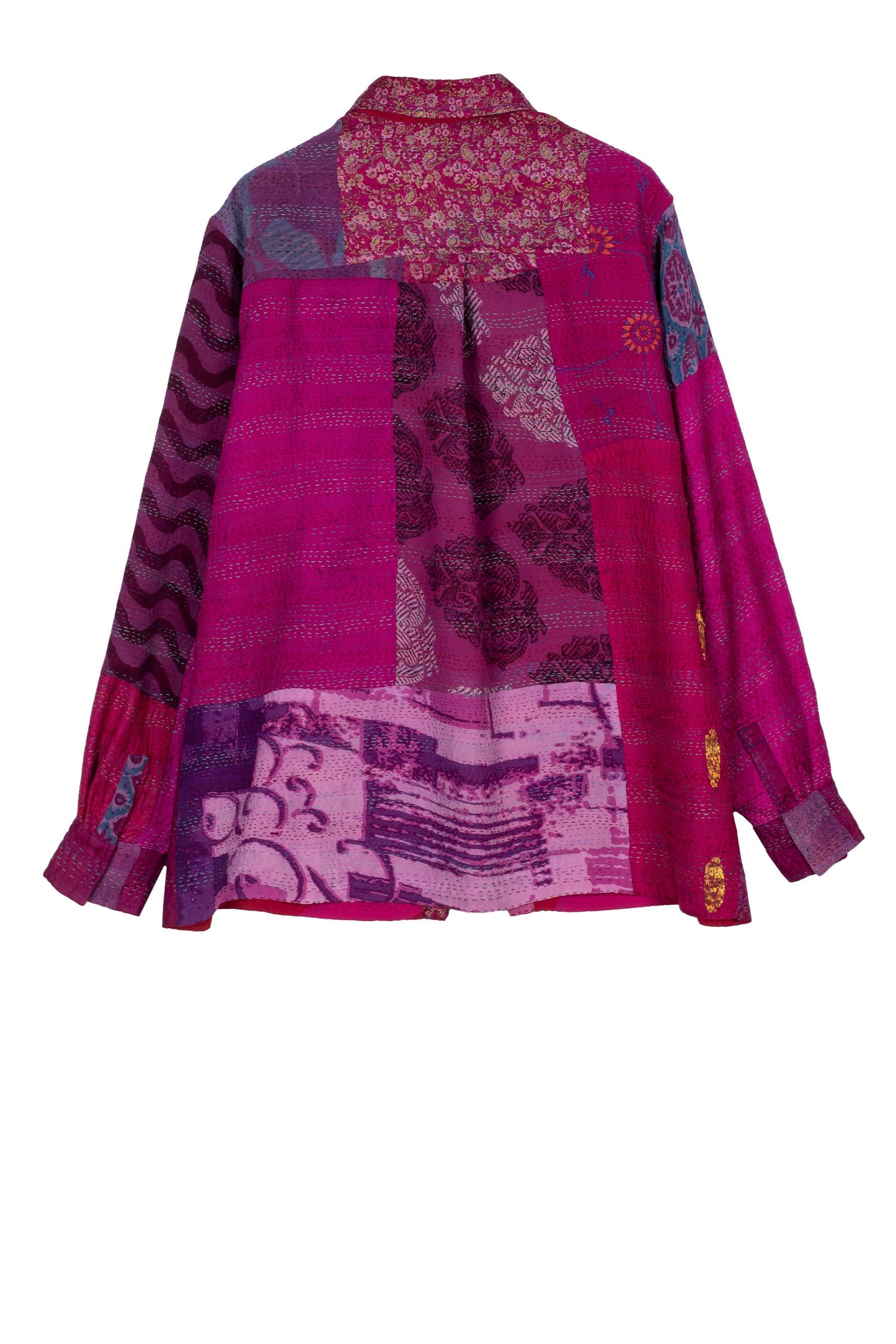 GS2970-PIK / GEORGETTE VINTAGE SILK PATCH KANTHA -PIK (AVAILABLE JACKETS)