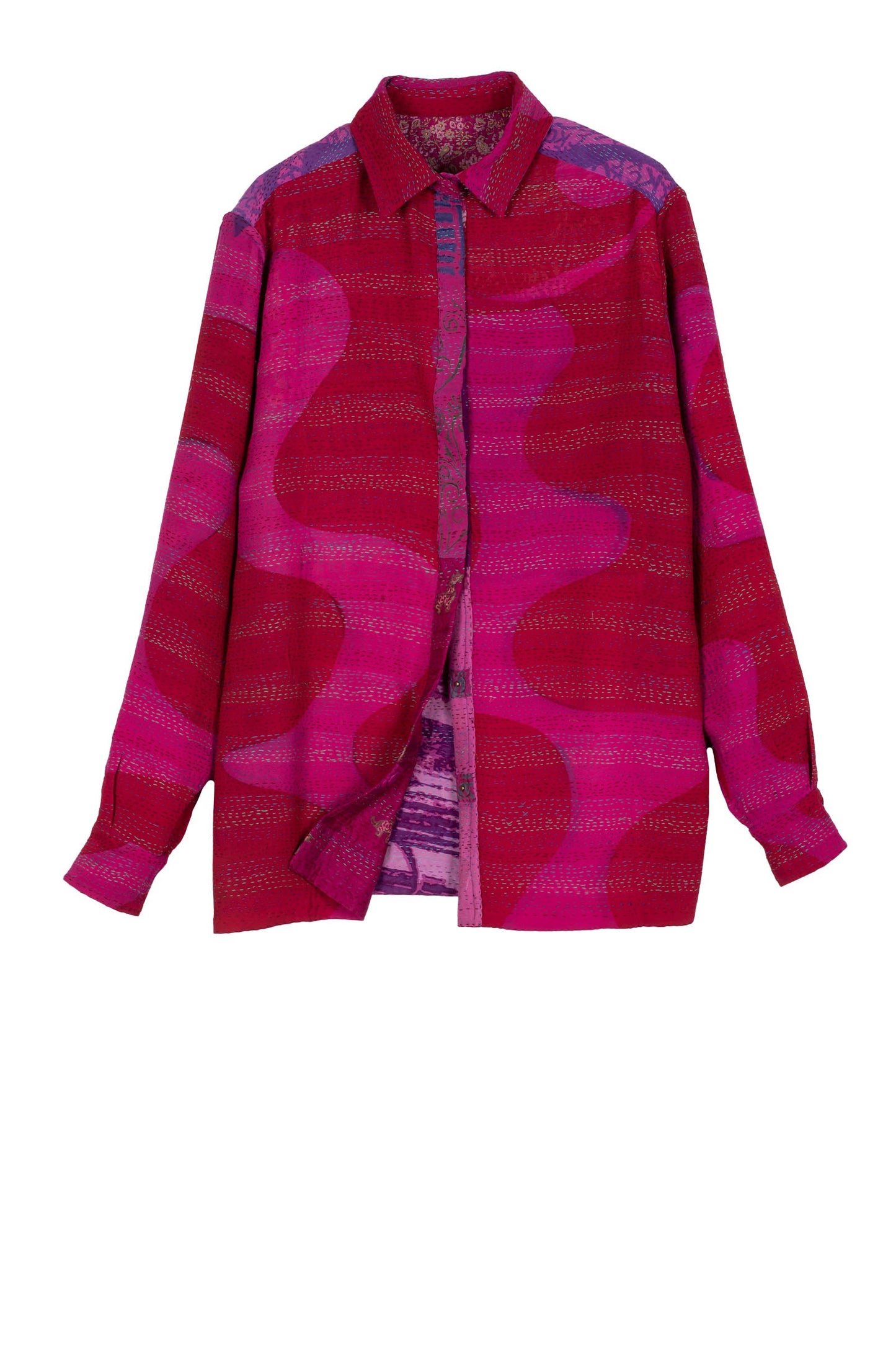 GS2970-PIK / GEORGETTE VINTAGE SILK PATCH KANTHA -PIK (AVAILABLE JACKETS)
