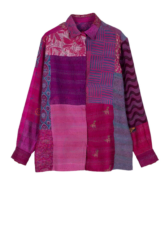 GS2970-PIK / GEORGETTE VINTAGE SILK PATCH KANTHA -PIK (AVAILABLE JACKETS)