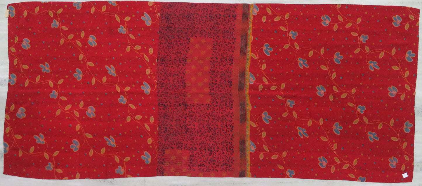 GS2970-RED / GEORGETTE VINTAGE SILK PATCH KANTHA -RED (AVAILABLE JACKETS)