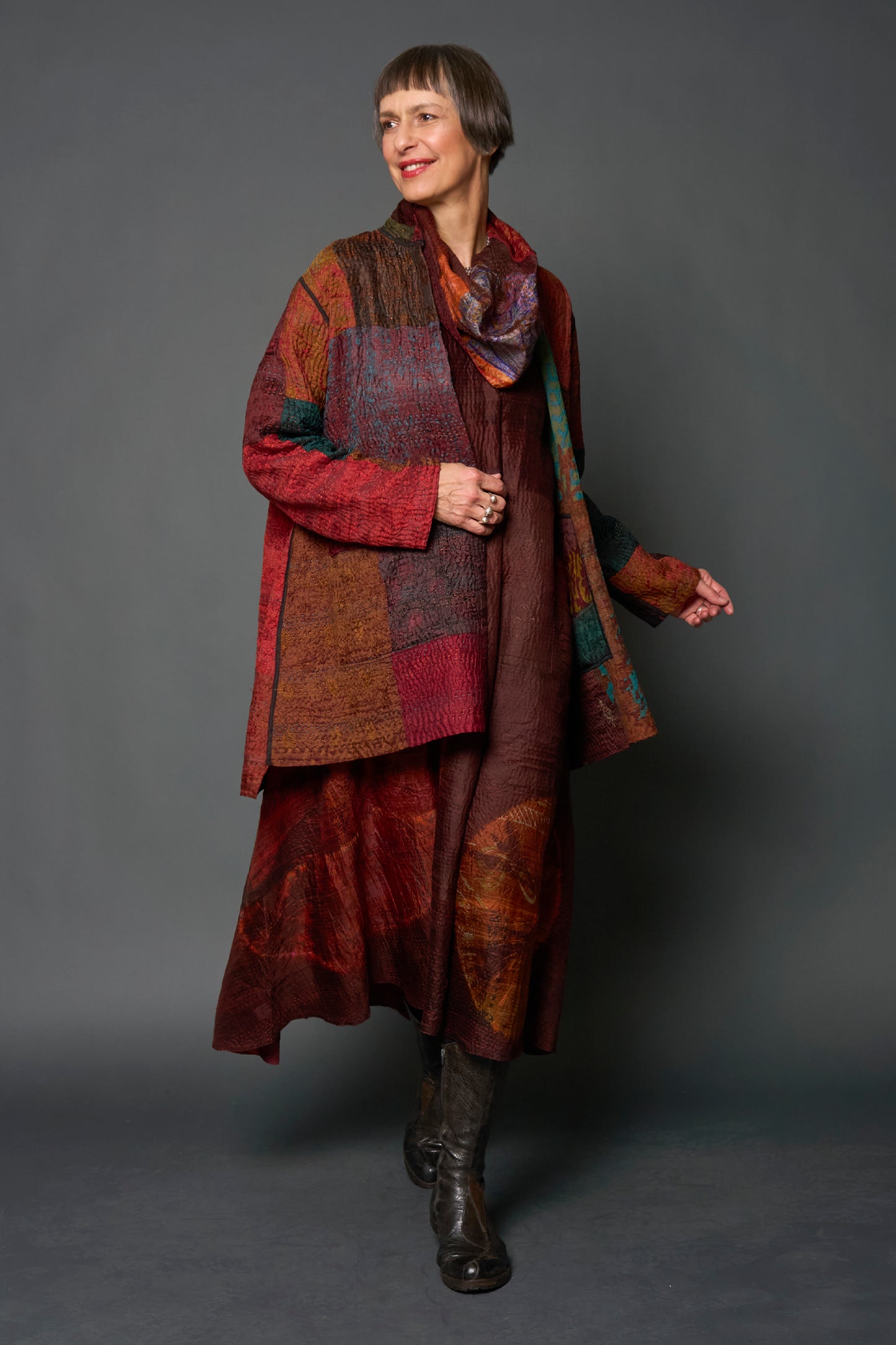 JS4970-BRN / JACQUARD SILK KANTHA -BRN- (In Kantha)