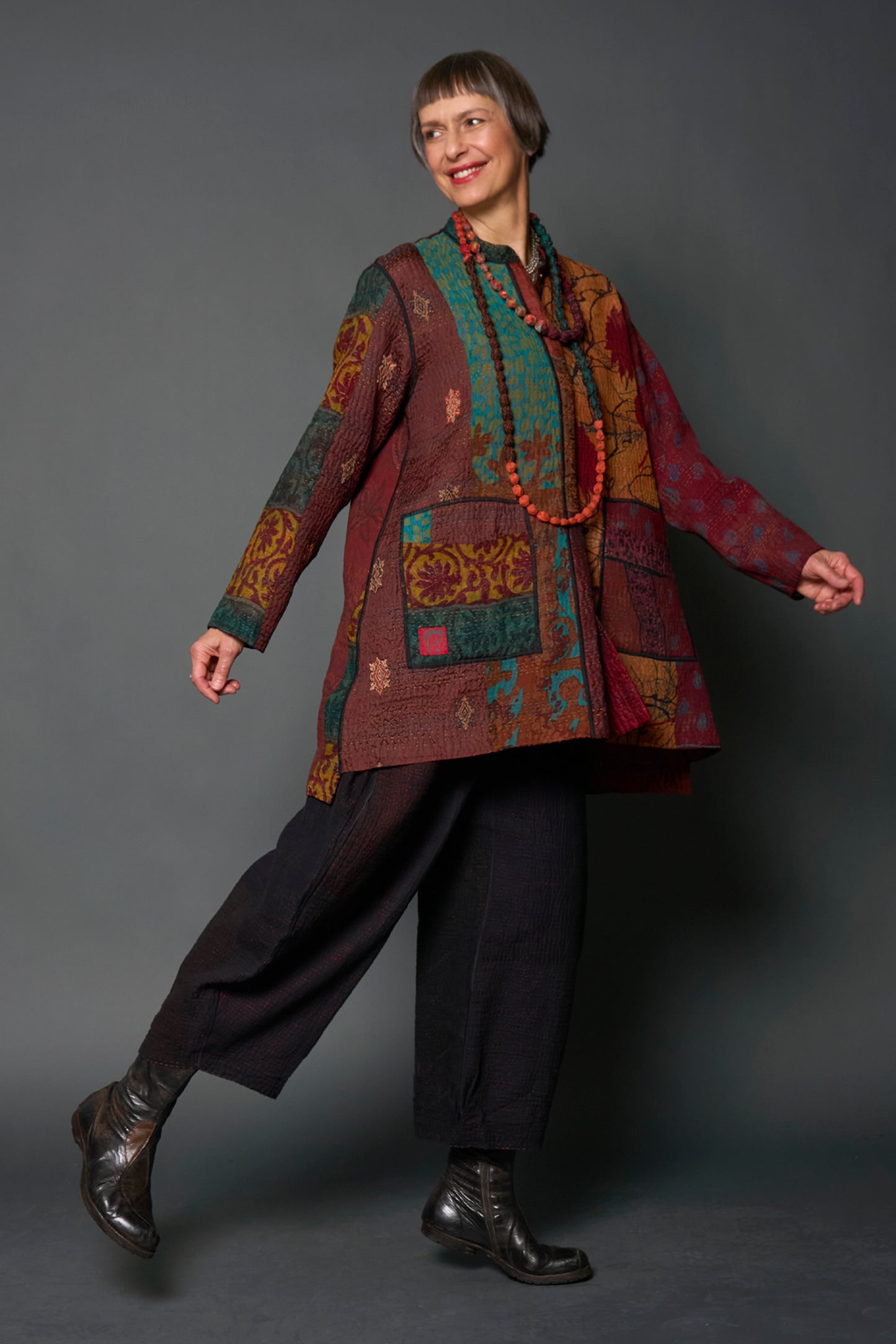 JS4970-BRN / JACQUARD SILK KANTHA -BRN- (AVAILABLE JACKETS)