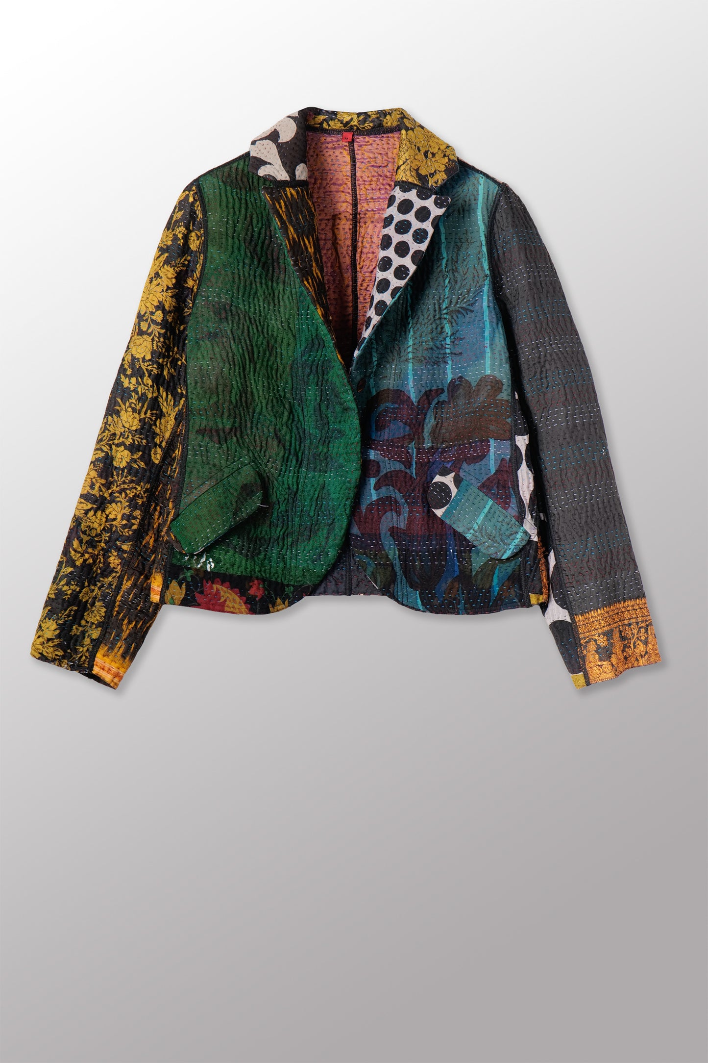 JS4970-BLK-GRN / JACQUARD SILK KANTHA -BLK-GRN- (AVAILABLE JACKETS)
