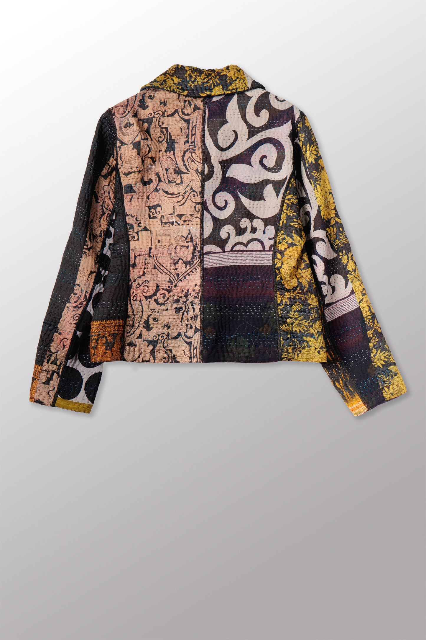 JS4970-BLK-GRN / JACQUARD SILK KANTHA -BLK-GRN- (AVAILABLE JACKETS)
