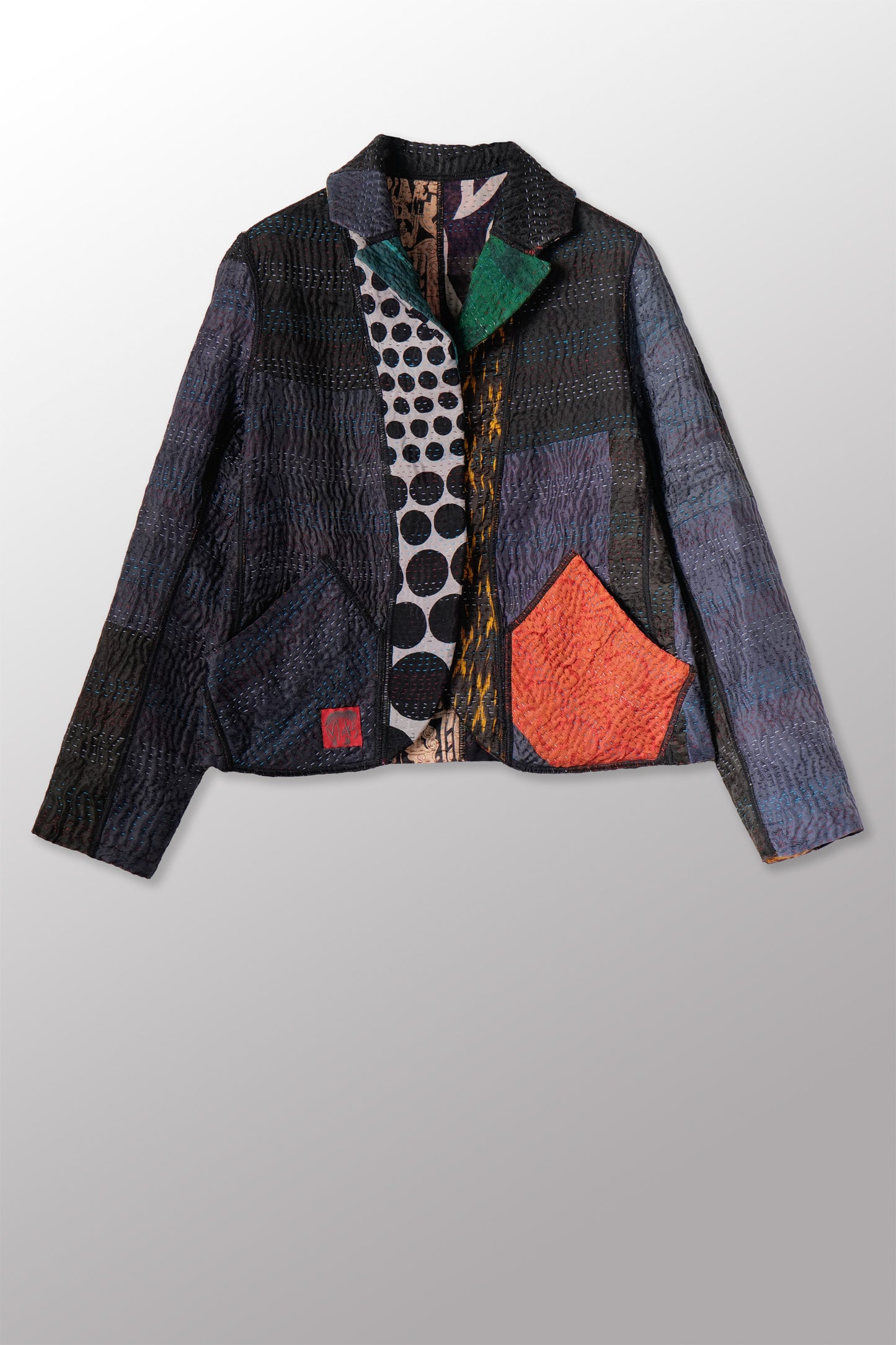 JS4970-BLK-GRN / JACQUARD SILK KANTHA -BLK-GRN- (AVAILABLE JACKETS)