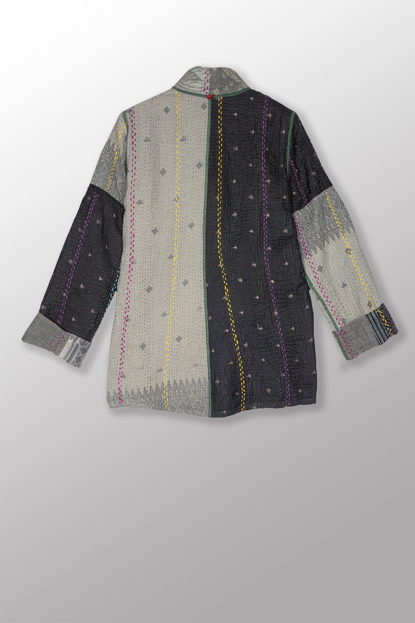 JV4970-GRY / JEWEL WOVEN WITH VERTICAL PATCH KANTHA (In Kantha)