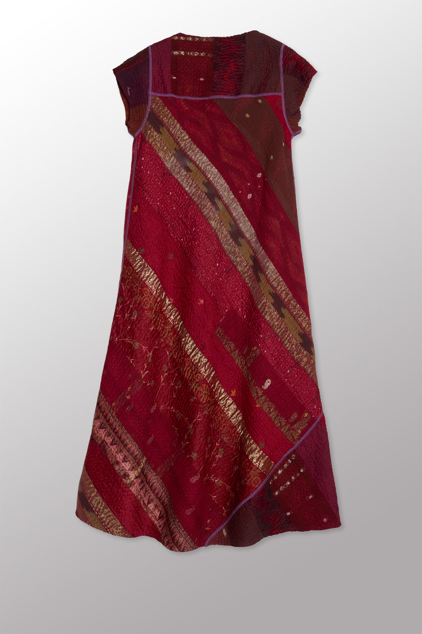 JV4970-RED / JEWEL WOVEN WITH VERTICAL PATCH KANTHA (AVAILABLE JACKETS)