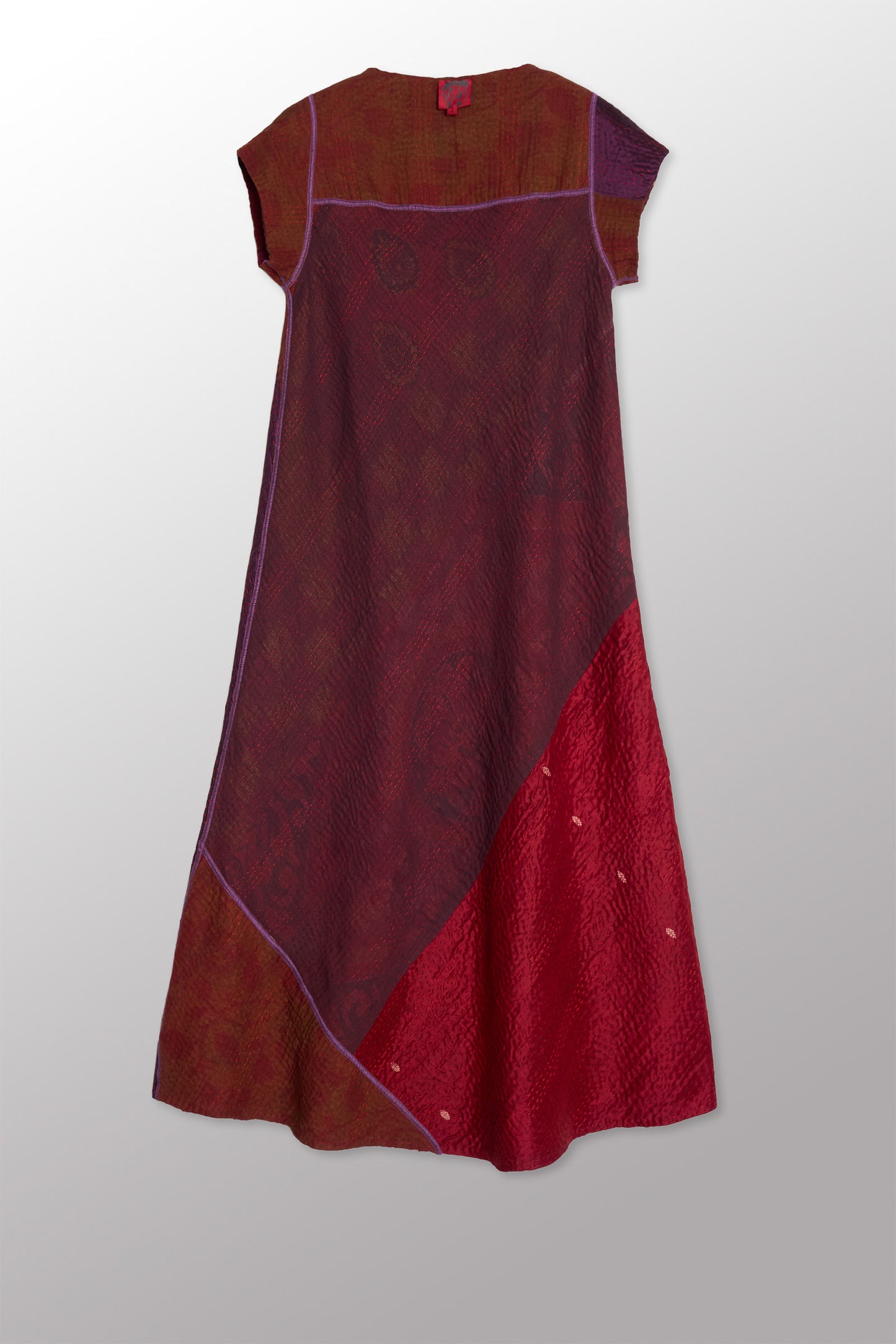JV4970-RED / JEWEL WOVEN WITH VERTICAL PATCH KANTHA (AVAILABLE JACKETS)