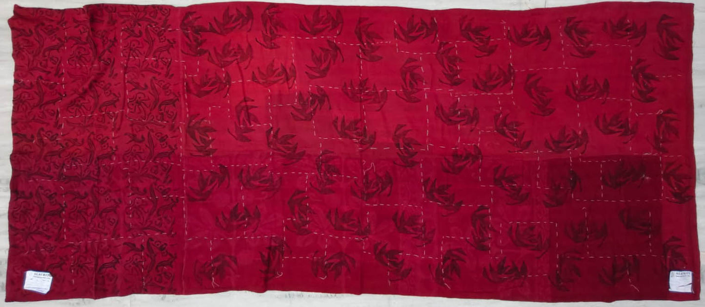 SP-LF2971-RED / LANDSCAPE FRAYED PATCH KANTHA -RED- (AVAILABLE JACKETS)