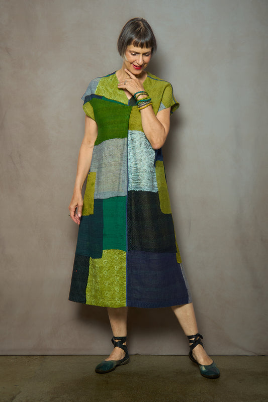 MF2971-GRN / MARBLE FRAY PATCH KANTHA (New order)