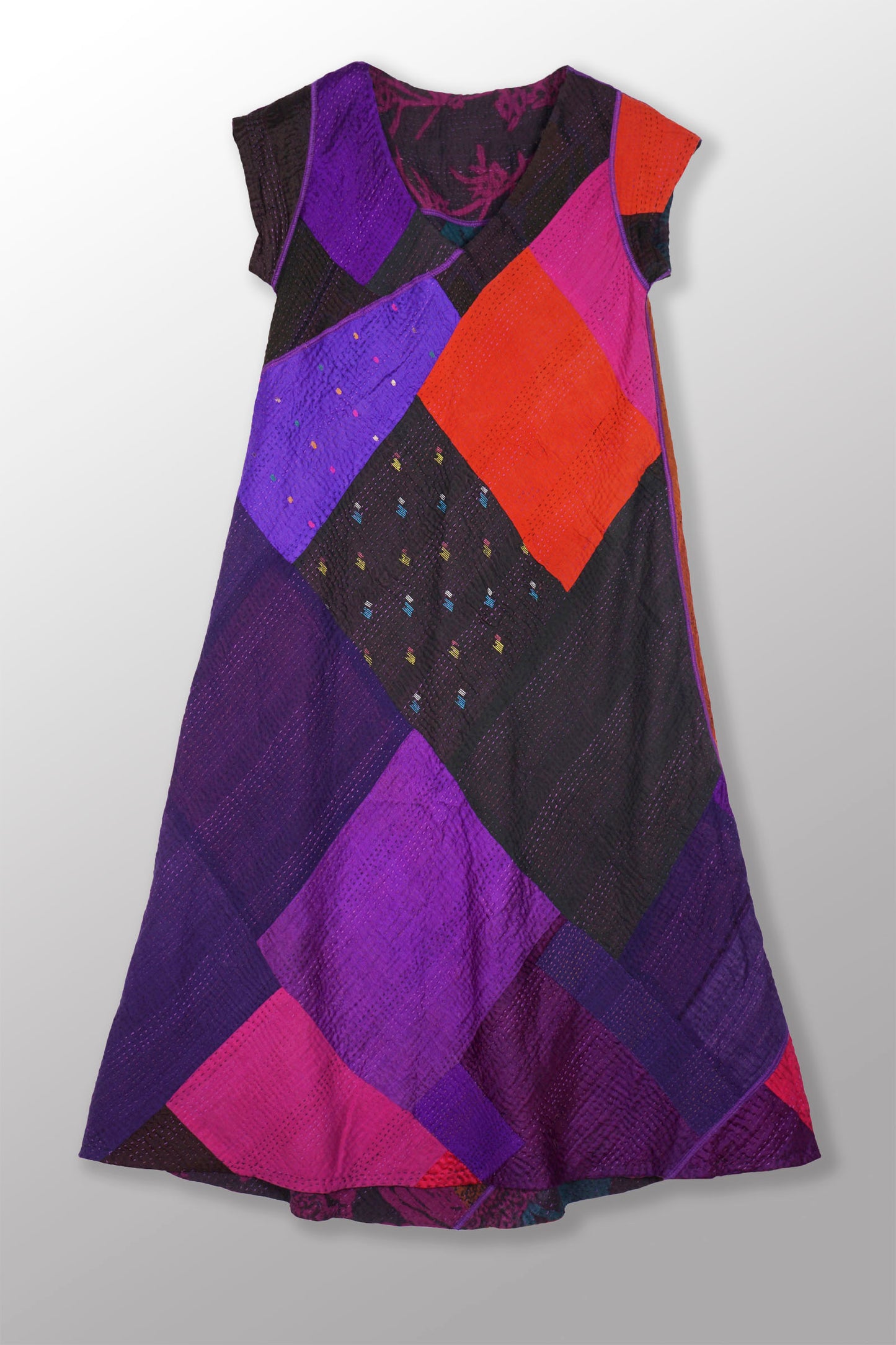 NL4970-PRP / NIGHT FLOWERS KANTHA -PRP (AVAILABLE JACKETS) AH HOLIDAY TRUNK SHOW-2025