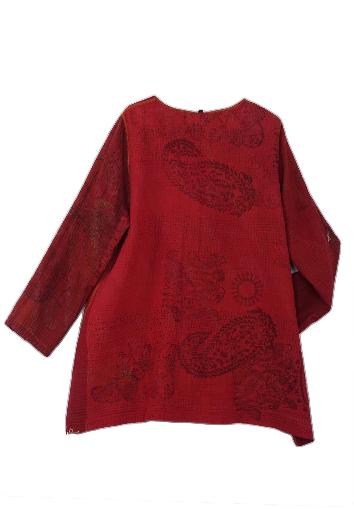 OG4970-RED / OMBRE PATCHED GOLD STAMP KANTHA -RED (AVAILABLE JACKETS)