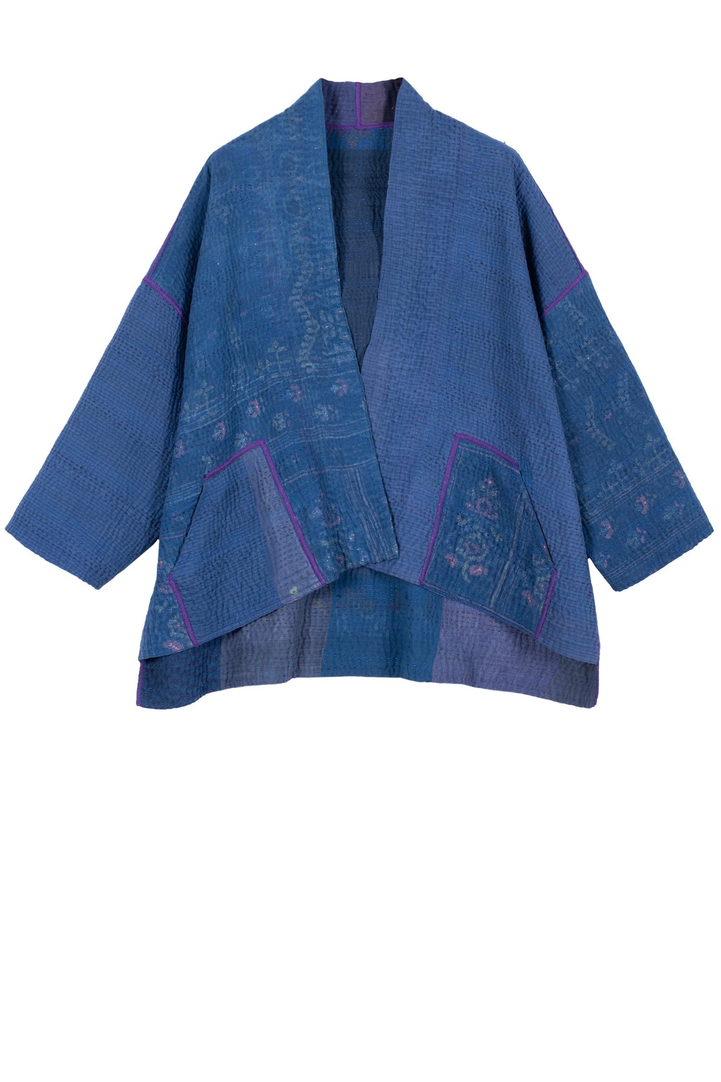 OP4970-BLU / OMBRE PATCHED KANTHA -BLU (AVAILABLE JACKETS)