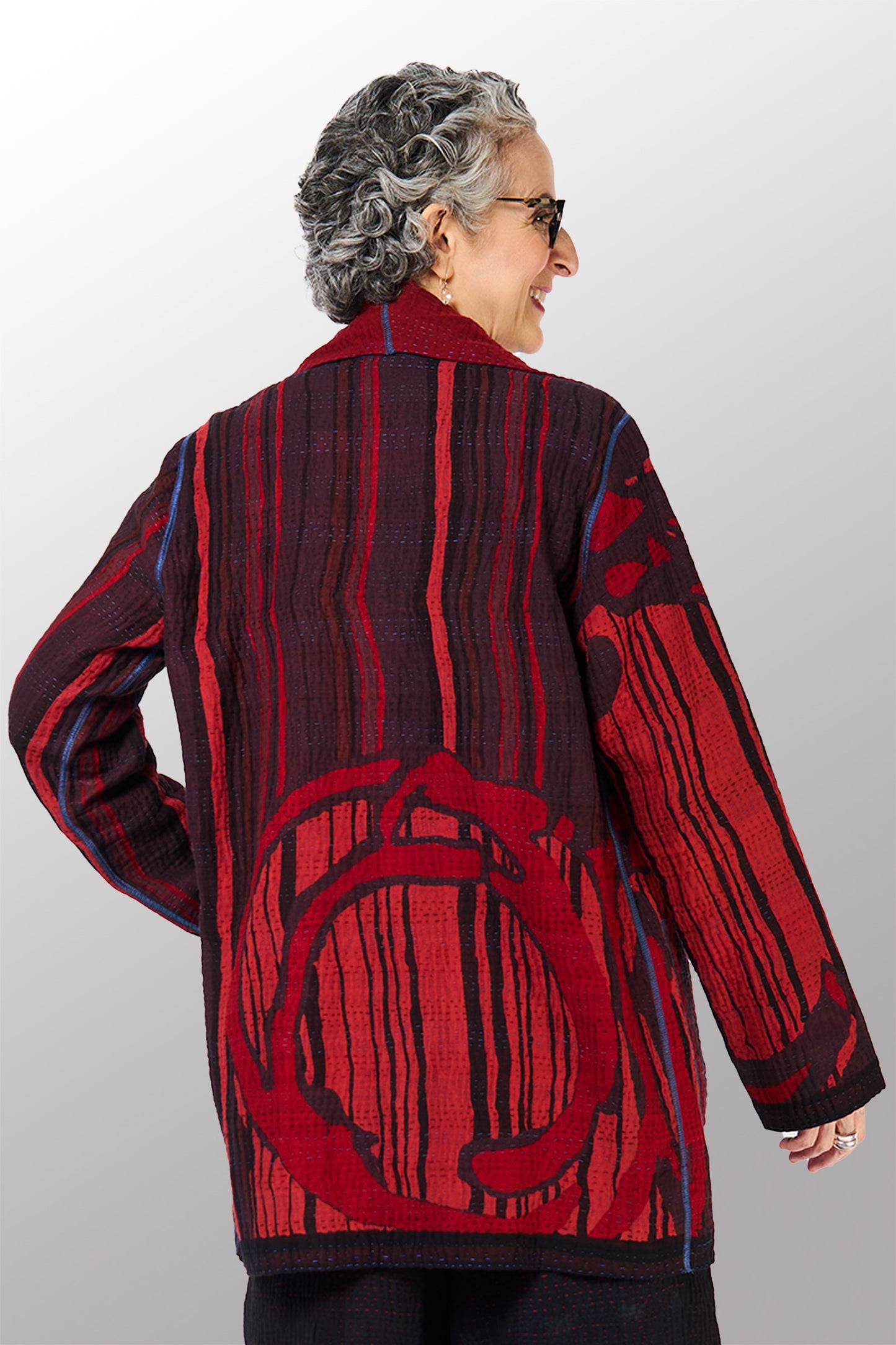 OV-SB4970-RED / OVERDYED STRIPE AND BENDS KANTHA -RED- (AVAILABLE JACKETS)