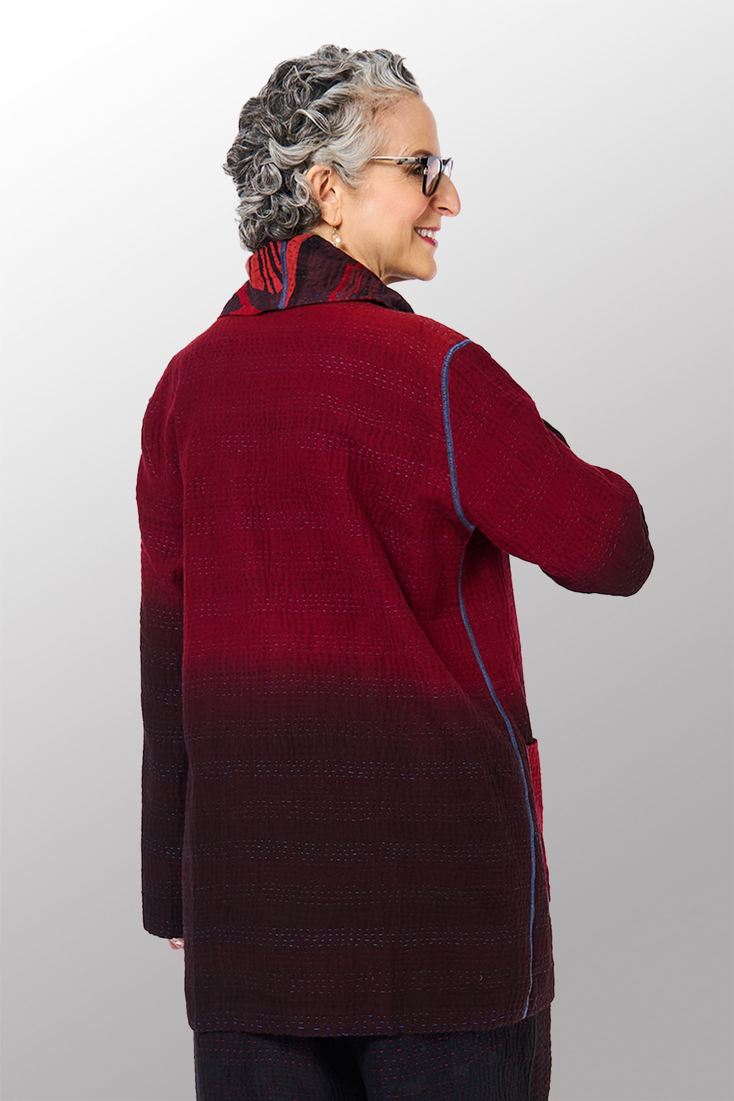 OV-SB4970-RED / OVERDYED STRIPE AND BENDS KANTHA -RED- (AVAILABLE JACKETS)