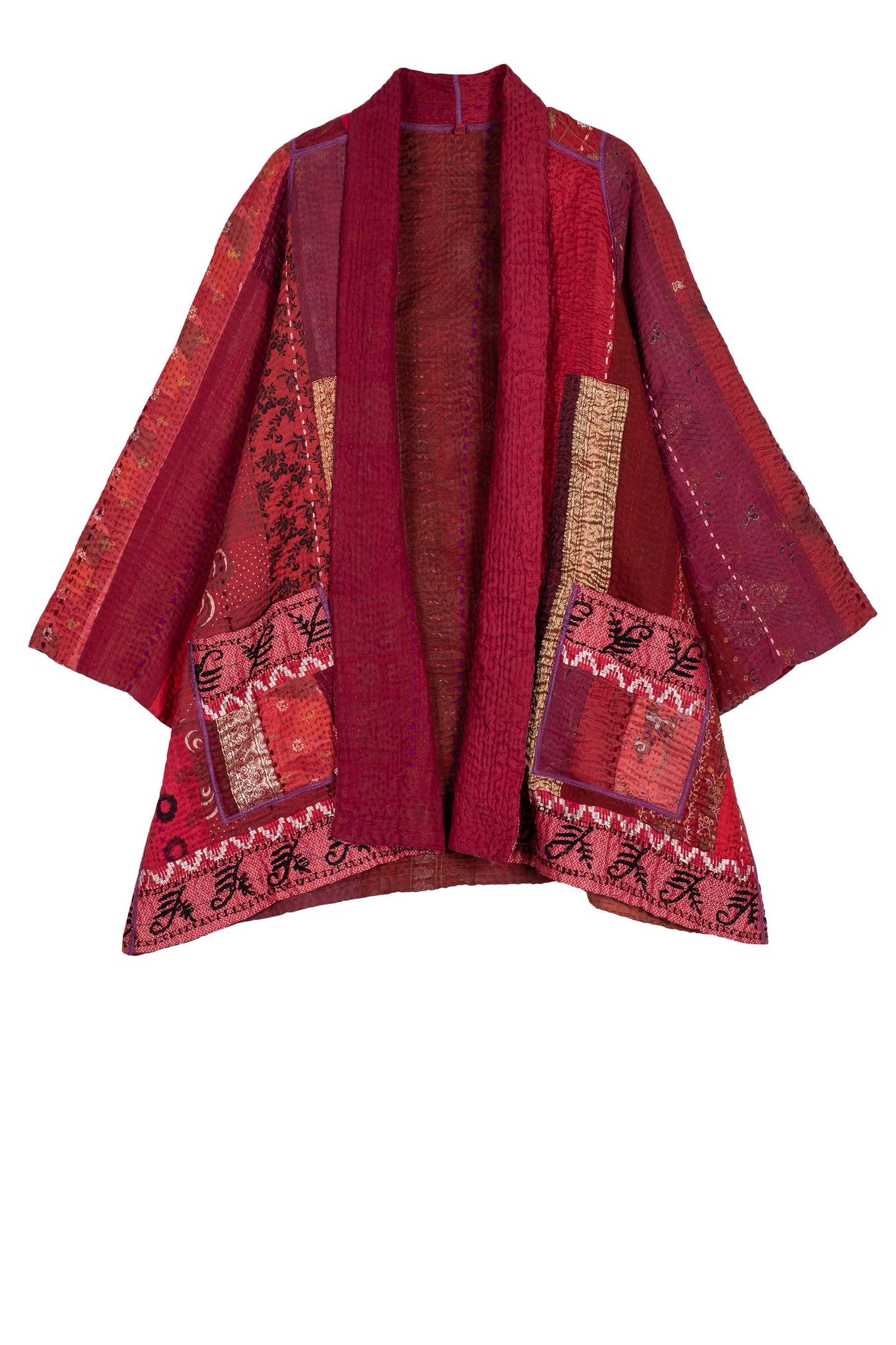 PR4970-RED / STRIPE RALLIS KANTHA -RED- (AVAILABLE JACKETS)