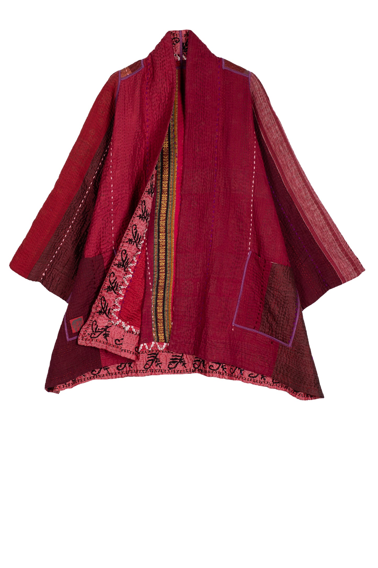 PR4970-RED / STRIPE RALLIS KANTHA -RED- (AVAILABLE JACKETS)