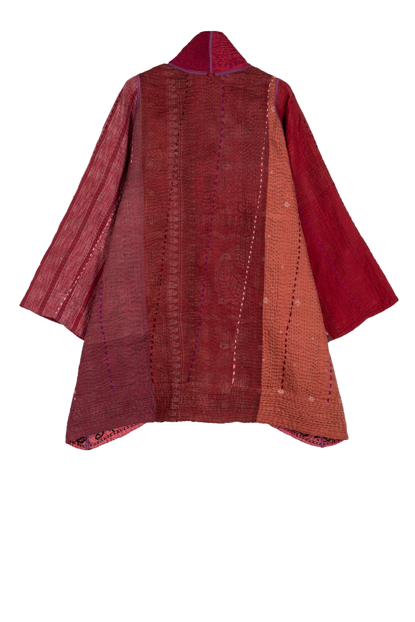 PR4970-RED / STRIPE RALLIS KANTHA -RED- (AVAILABLE JACKETS)