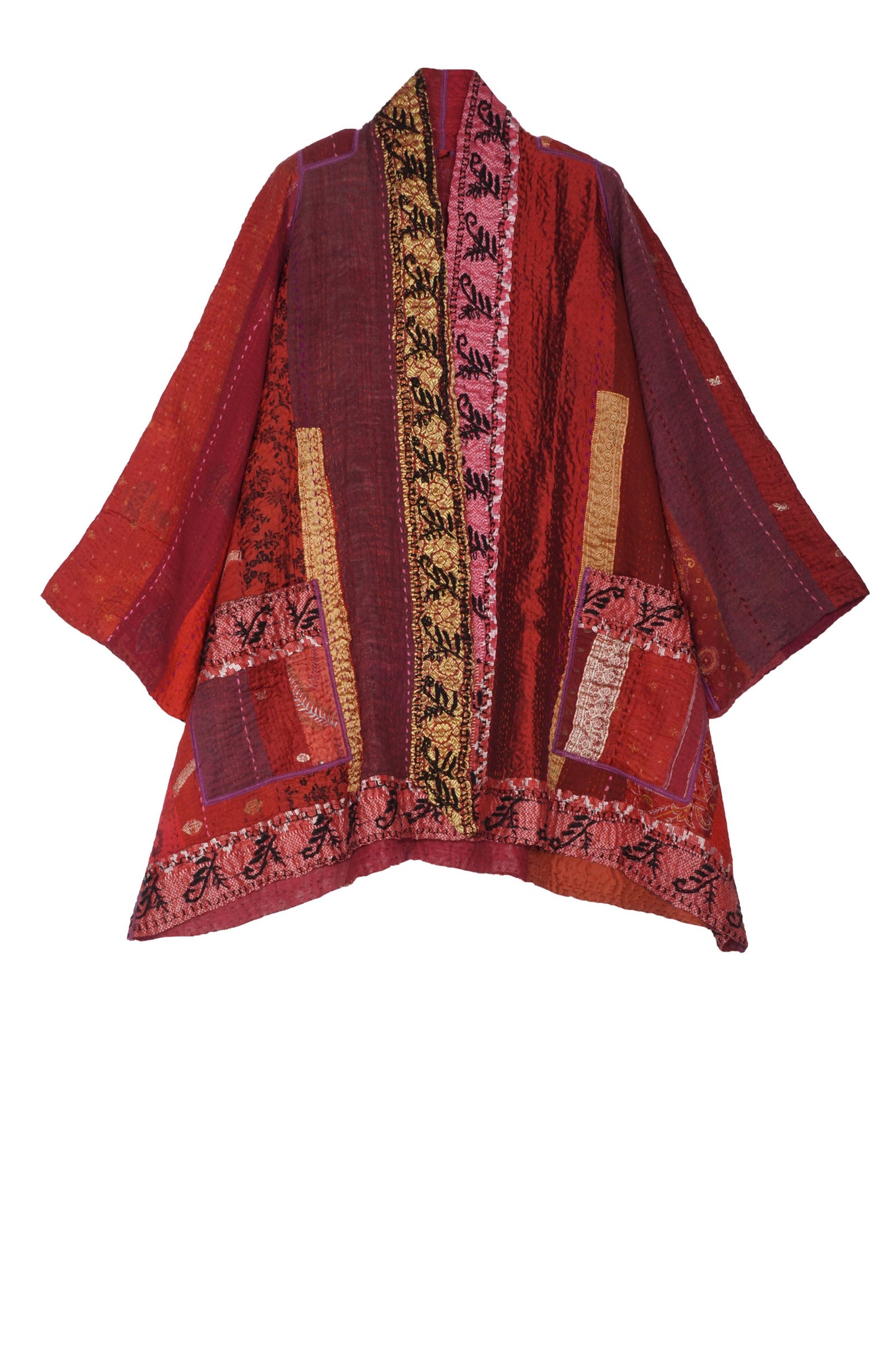 PR4970-RED / STRIPE RALLIS KANTHA -RED- (AVAILABLE JACKETS)