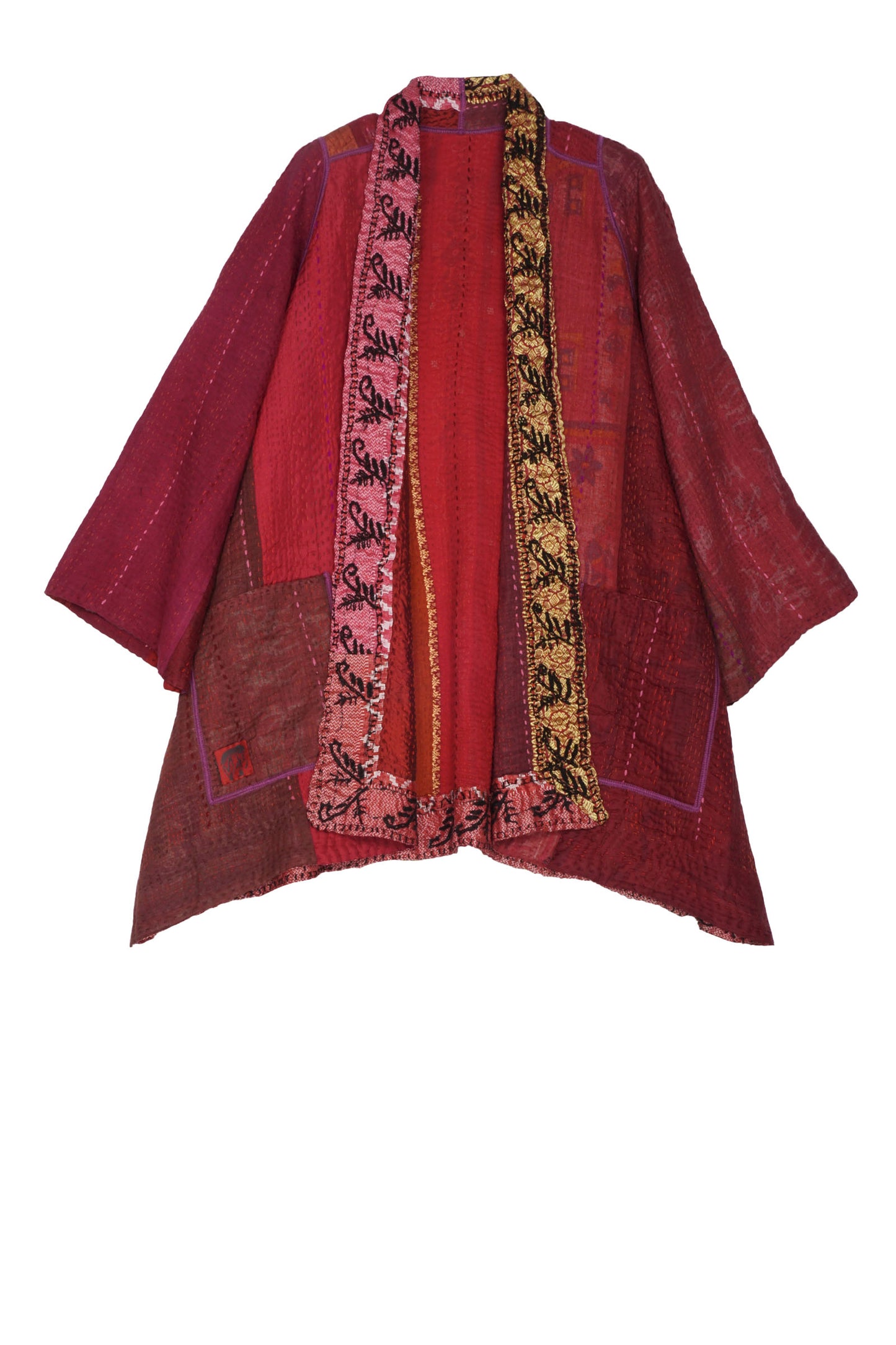 PR4970-RED / STRIPE RALLIS KANTHA -RED- (AVAILABLE JACKETS)
