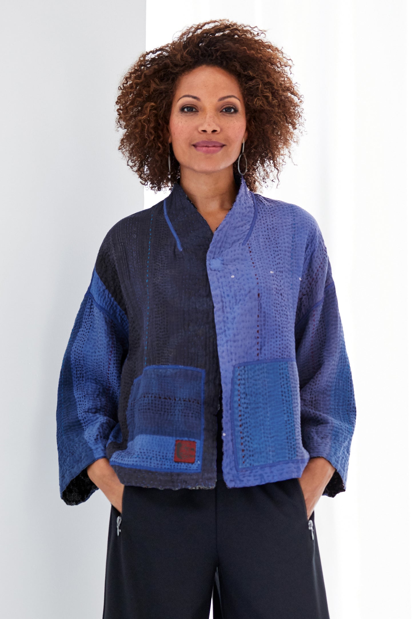 PR4970-BLU / STRIPE RALLIS KANTHA -BLU- (AVAILABLE JACKETS)