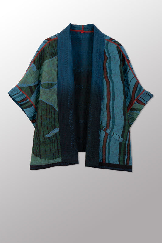 SB4970-BLU / STRIPE AND BENDS KANTHA -BLU- (AVAILABLE JACKETS) AH SS26 Trunk show order