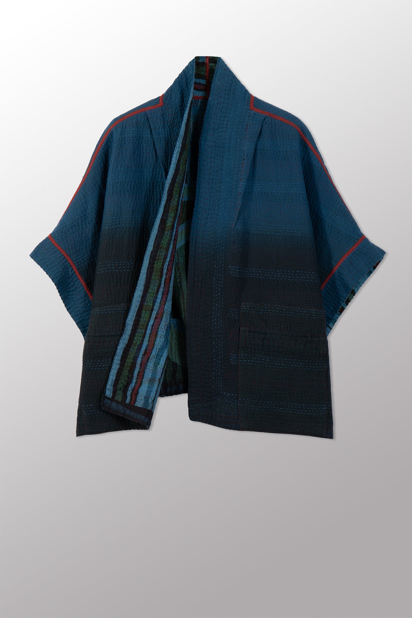 SB4970-BLU / STRIPE AND BENDS KANTHA -BLU- (AVAILABLE JACKETS) AH SS26 Trunk show order