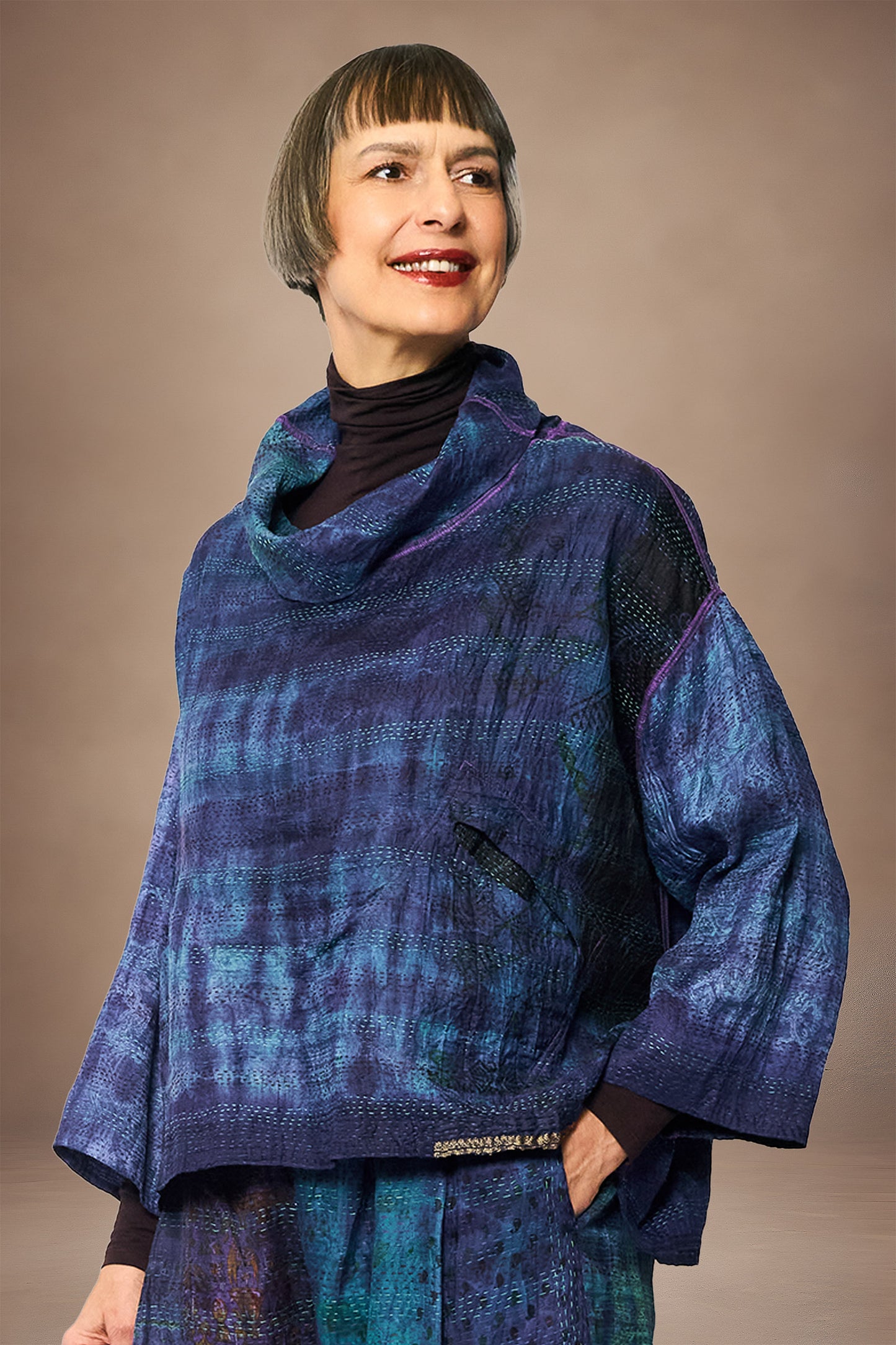 ST-SV2970-NVY / TIE DYE VINTAGE SILK KANTHA (AVAILABLE JACKETS) SV2970-MLT TO ST-SV2970