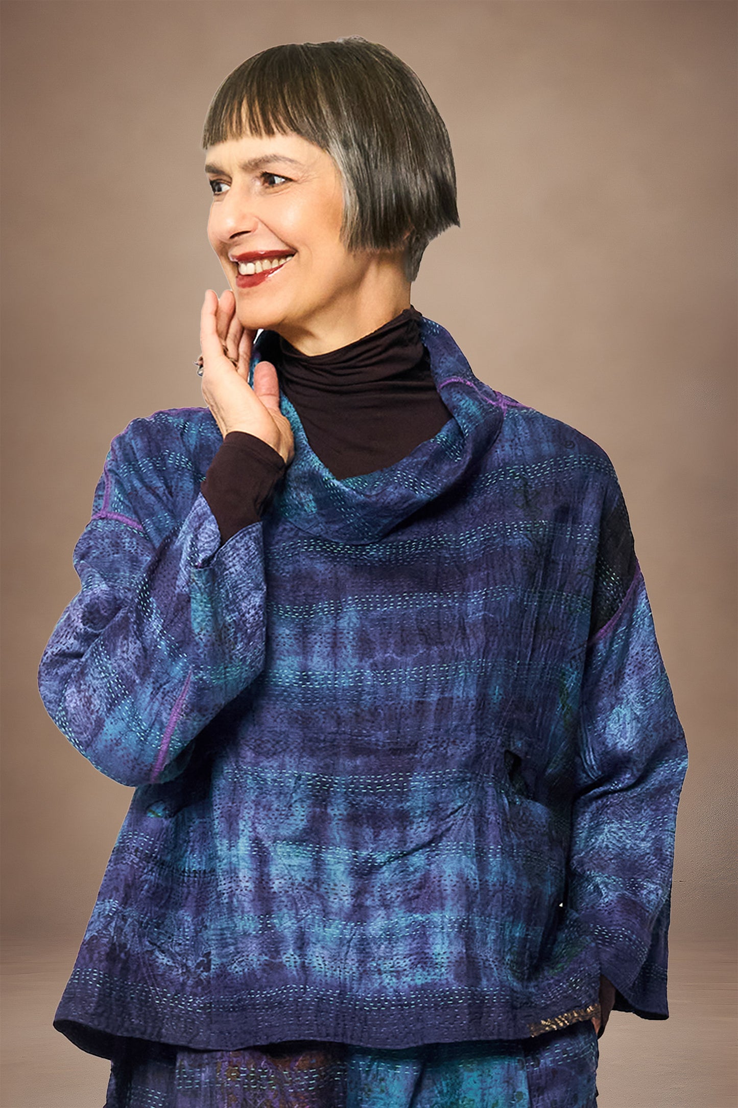 ST-SV2970-NVY / TIE DYE VINTAGE SILK KANTHA (AVAILABLE JACKETS) SV2970-MLT TO ST-SV2970