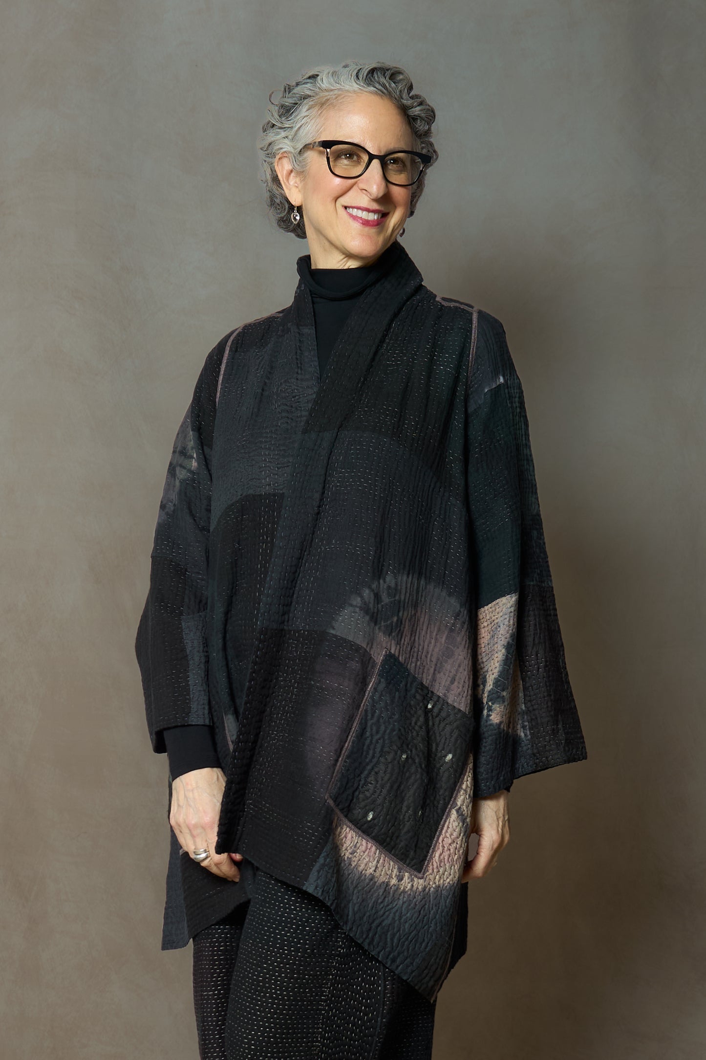 TC4970-BLK / WO4970-BLK / COTTON SILK SW PATCH OMBRE KANTHA (AVAILABLE JACKETS)