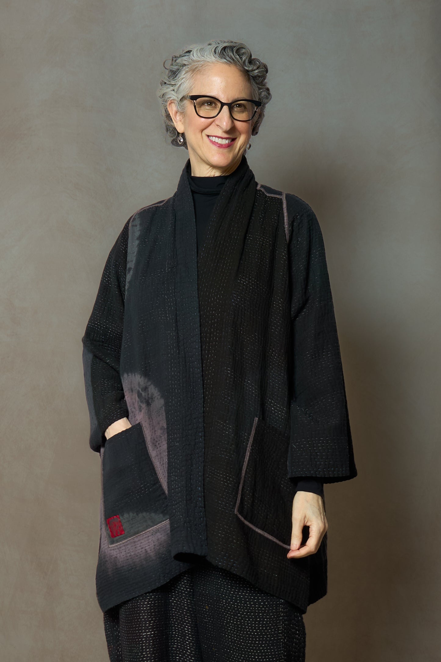 TC4970-BLK / WO4970-BLK / COTTON SILK SW PATCH OMBRE KANTHA (AVAILABLE JACKETS)