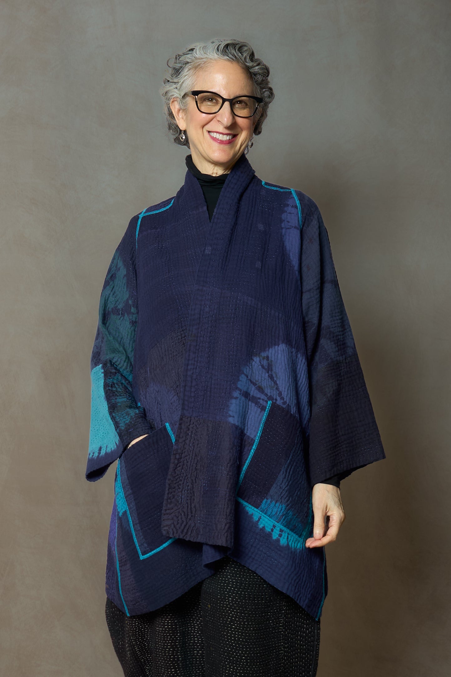 TC4970-BLU / WO4970-BLU / COTTON SILK SW PATCH OMBRE KANTHA (AVAILABLE JACKETS)