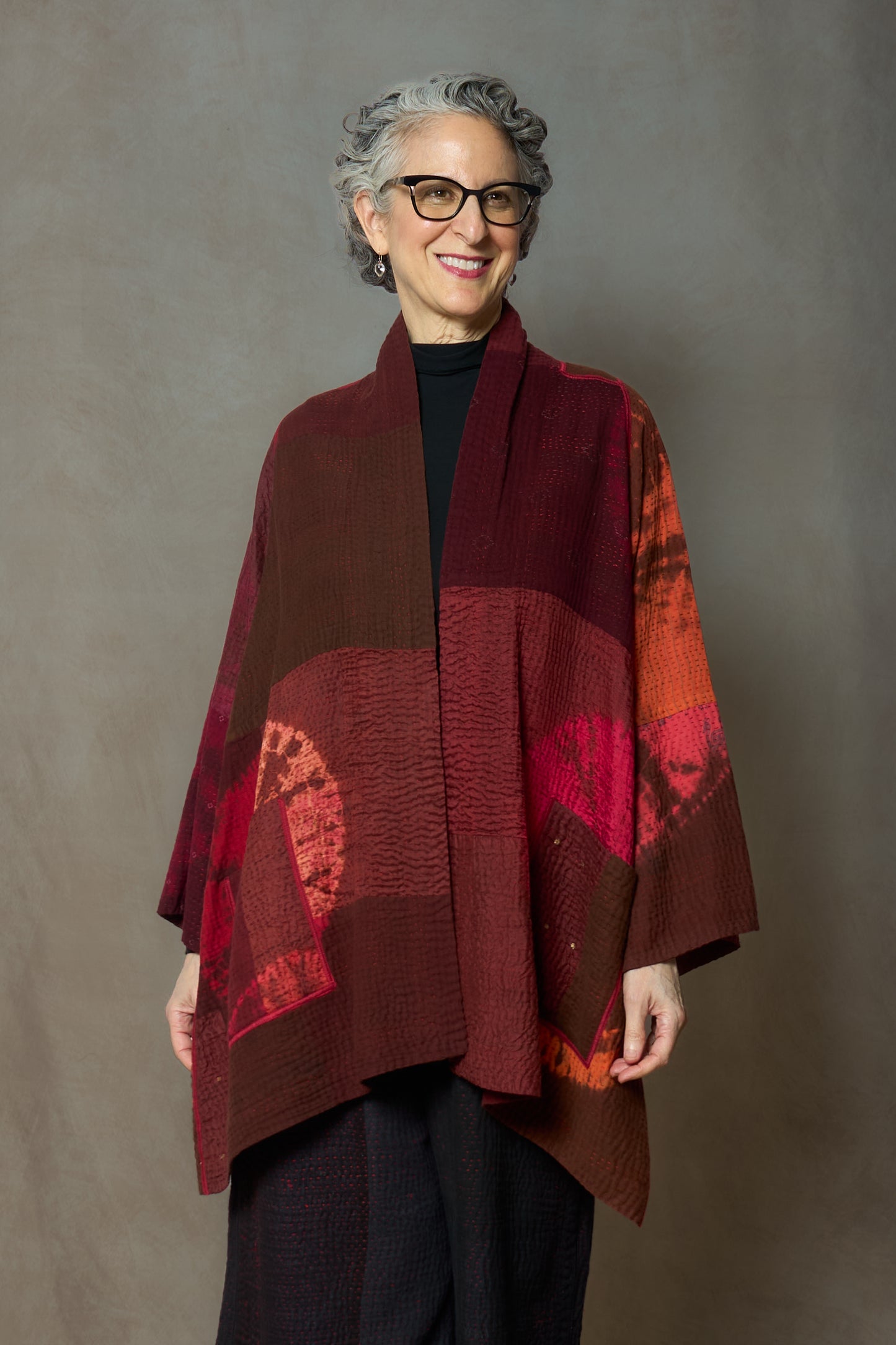 TC4970-RED / WO4970-ORG / COTTON SILK SW PATCH OMBRE KANTHA (AVAILABLE JACKETS)
