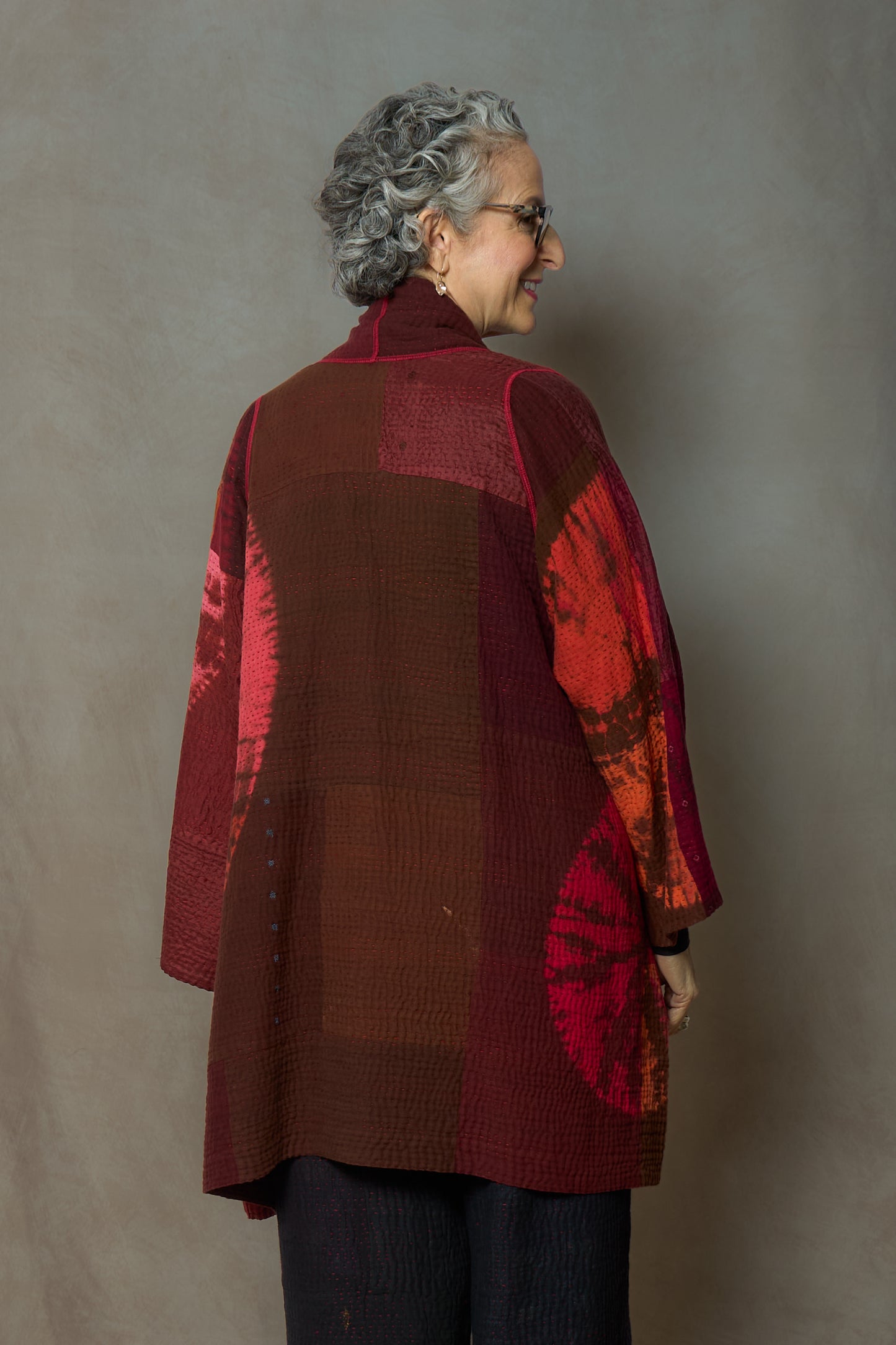 TC4970-RED / WO4970-ORG / COTTON SILK SW PATCH OMBRE KANTHA (AVAILABLE JACKETS)