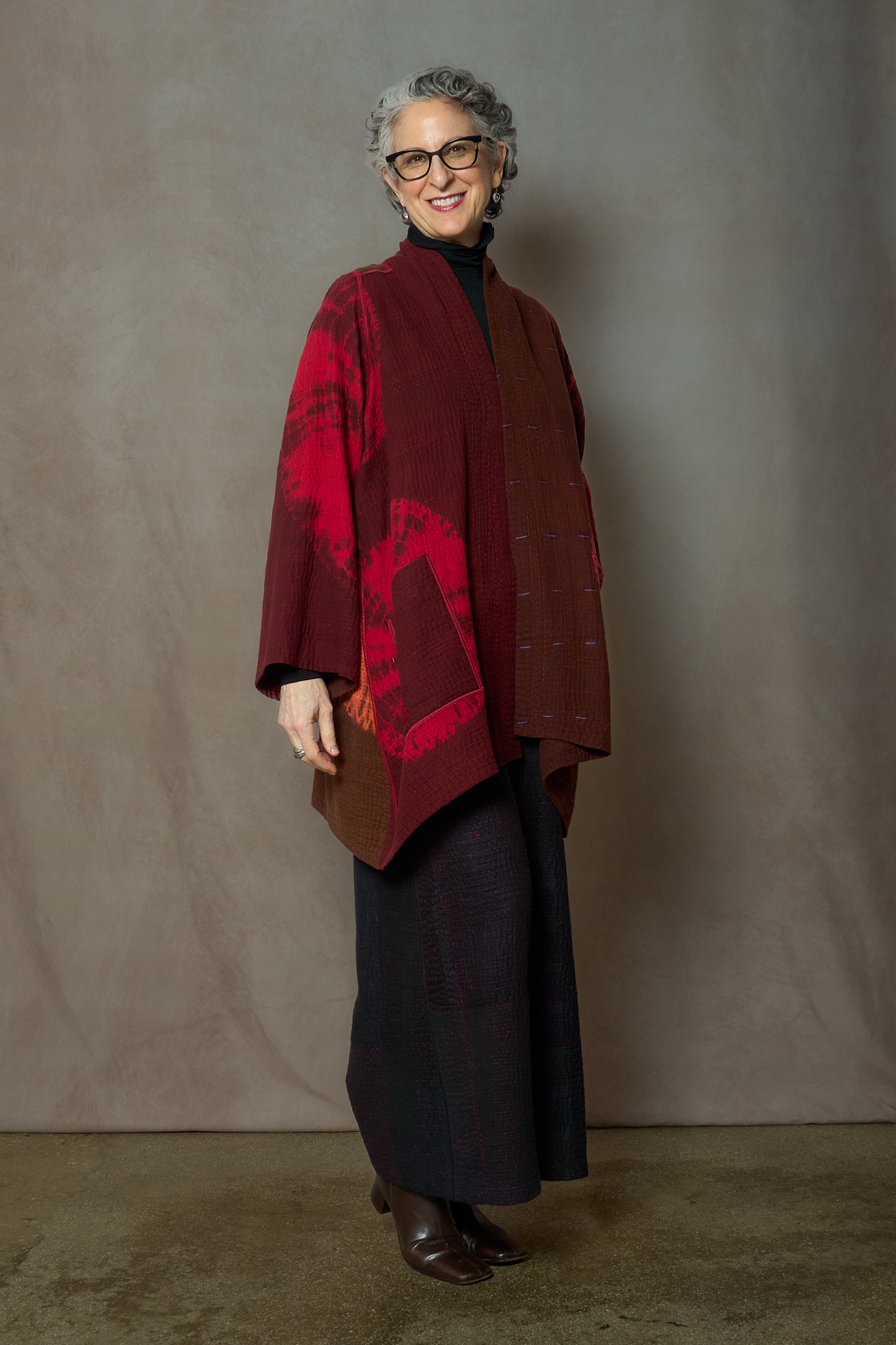 TC4970-RED / WO4970-ORG / COTTON SILK SW PATCH OMBRE KANTHA (AVAILABLE JACKETS)