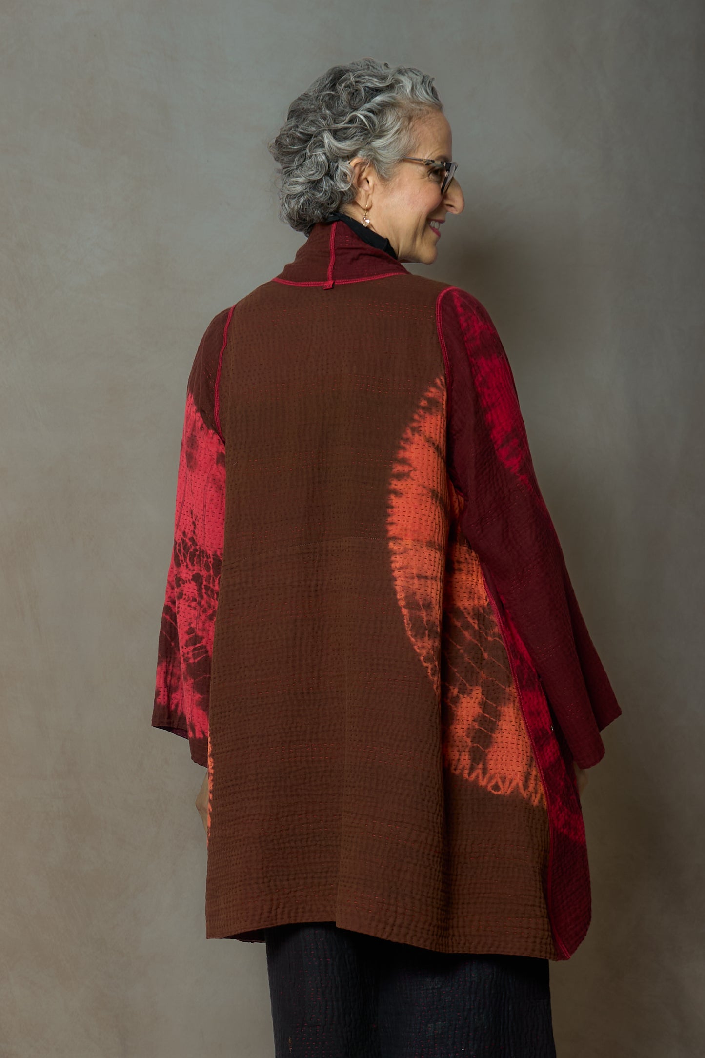 TC4970-RED / WO4970-ORG / COTTON SILK SW PATCH OMBRE KANTHA (AVAILABLE JACKETS)